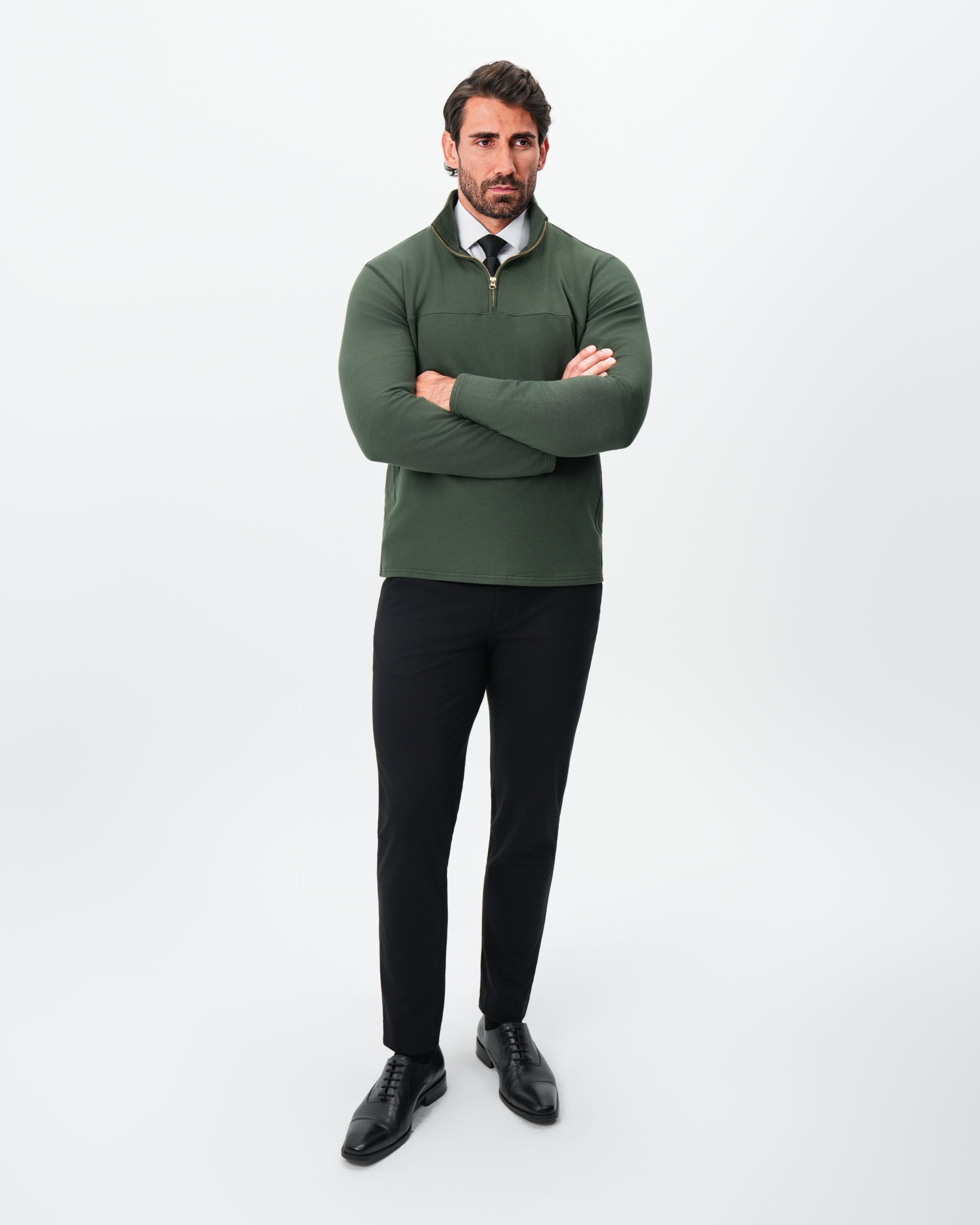 Quarter Zip - Solid Dark Green