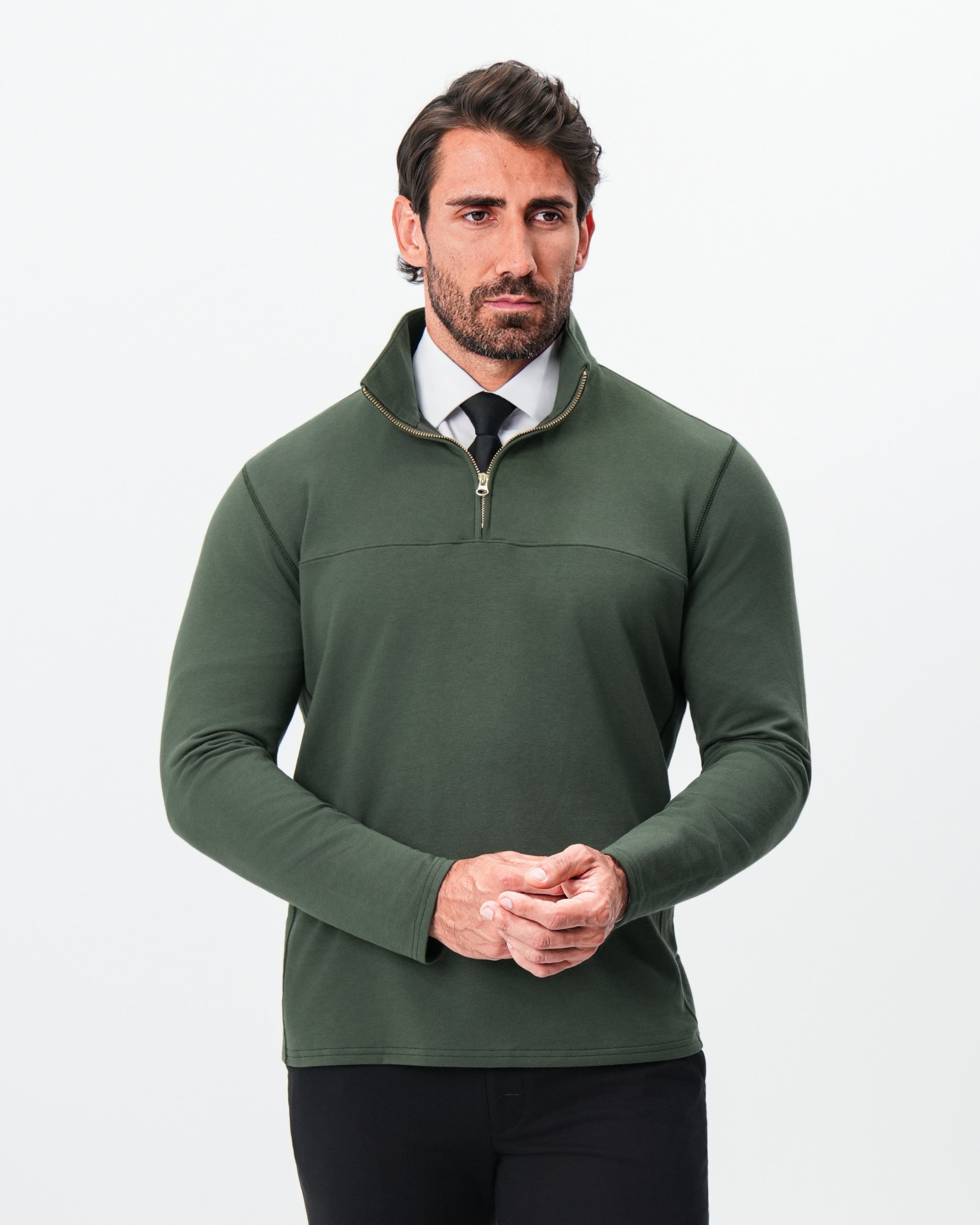 Quarter Zip - Solid Dark Green