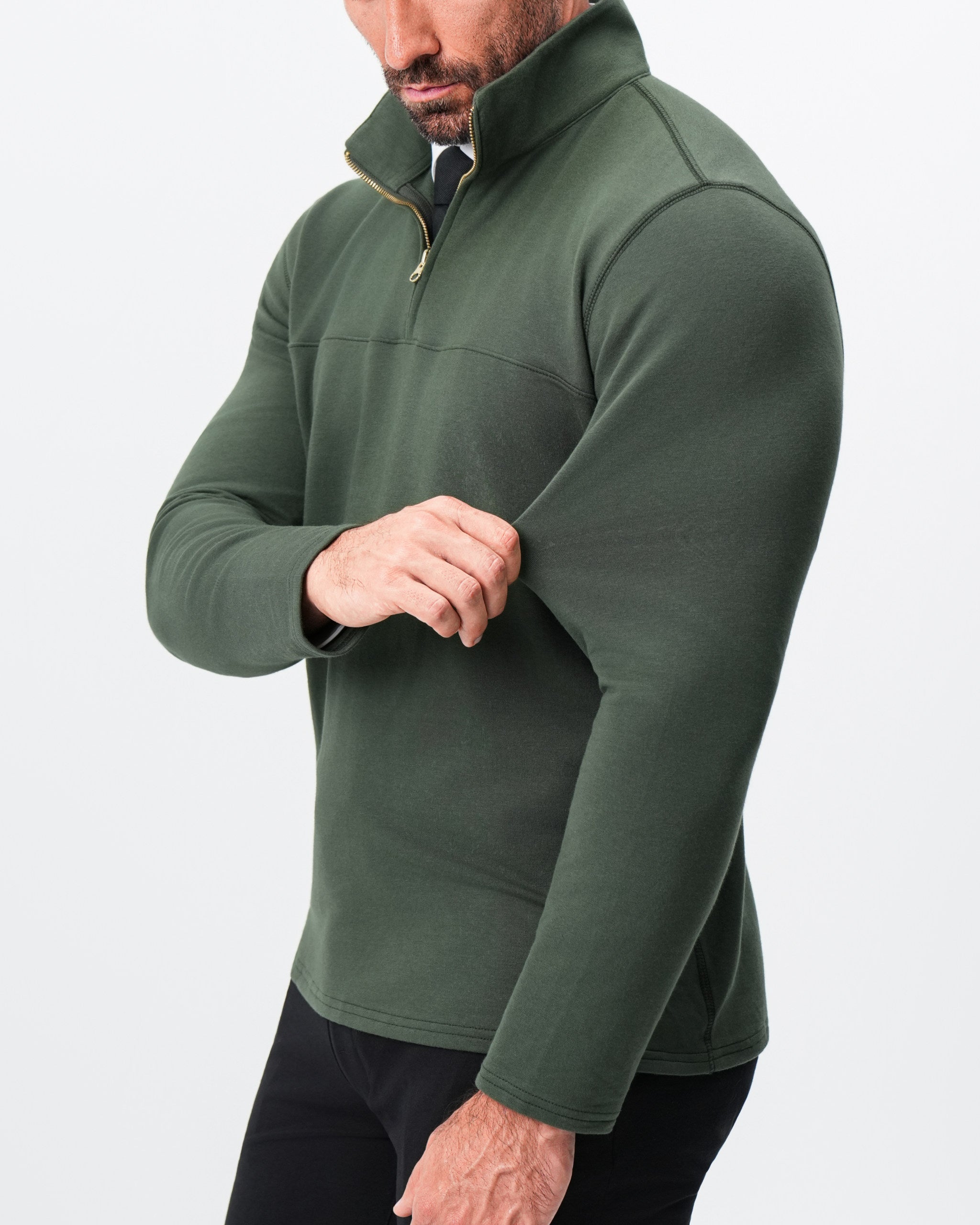 Quarter Zip - Solid Dark Green