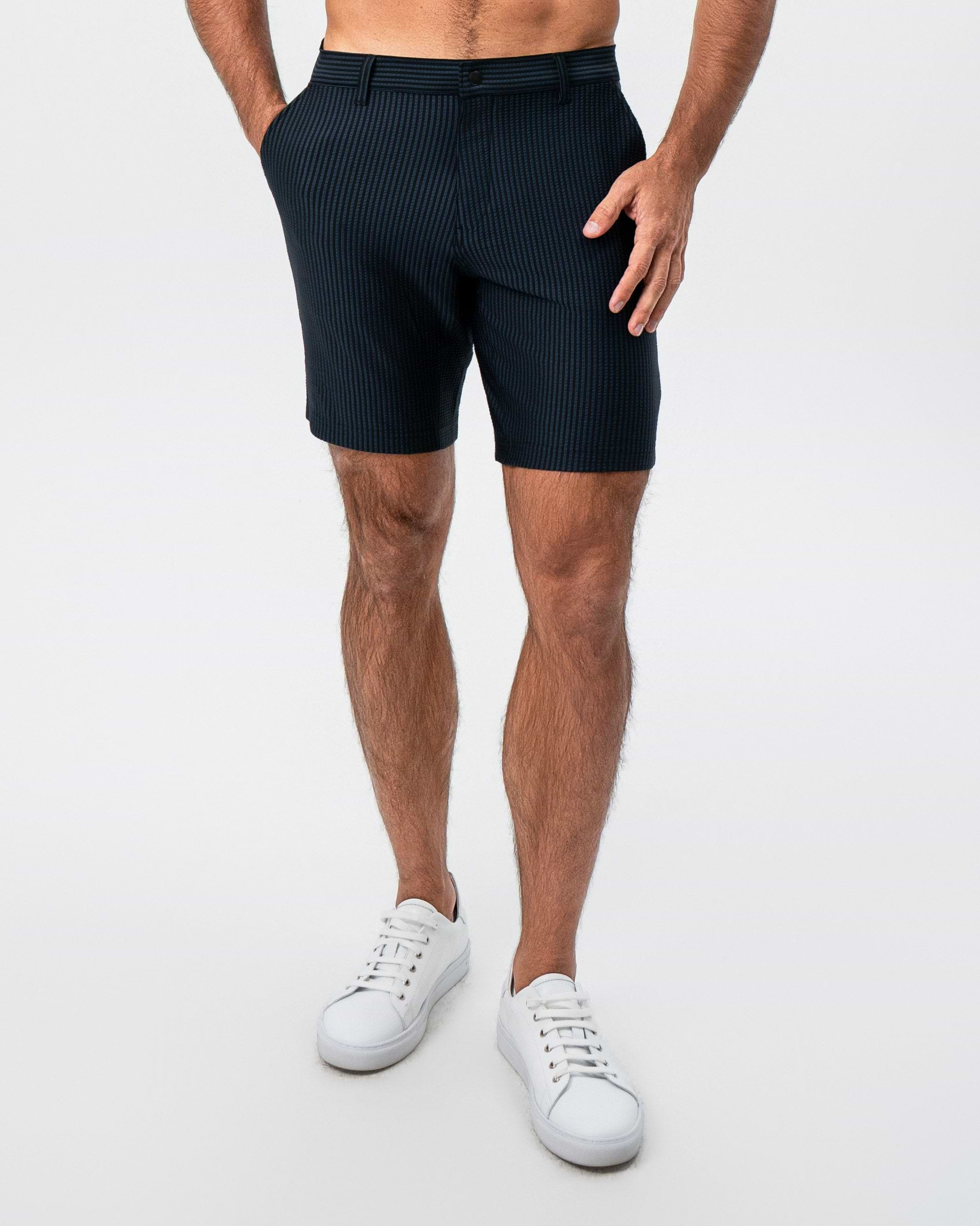 Athletic Fit Shorts - Navy & Black Seersucker