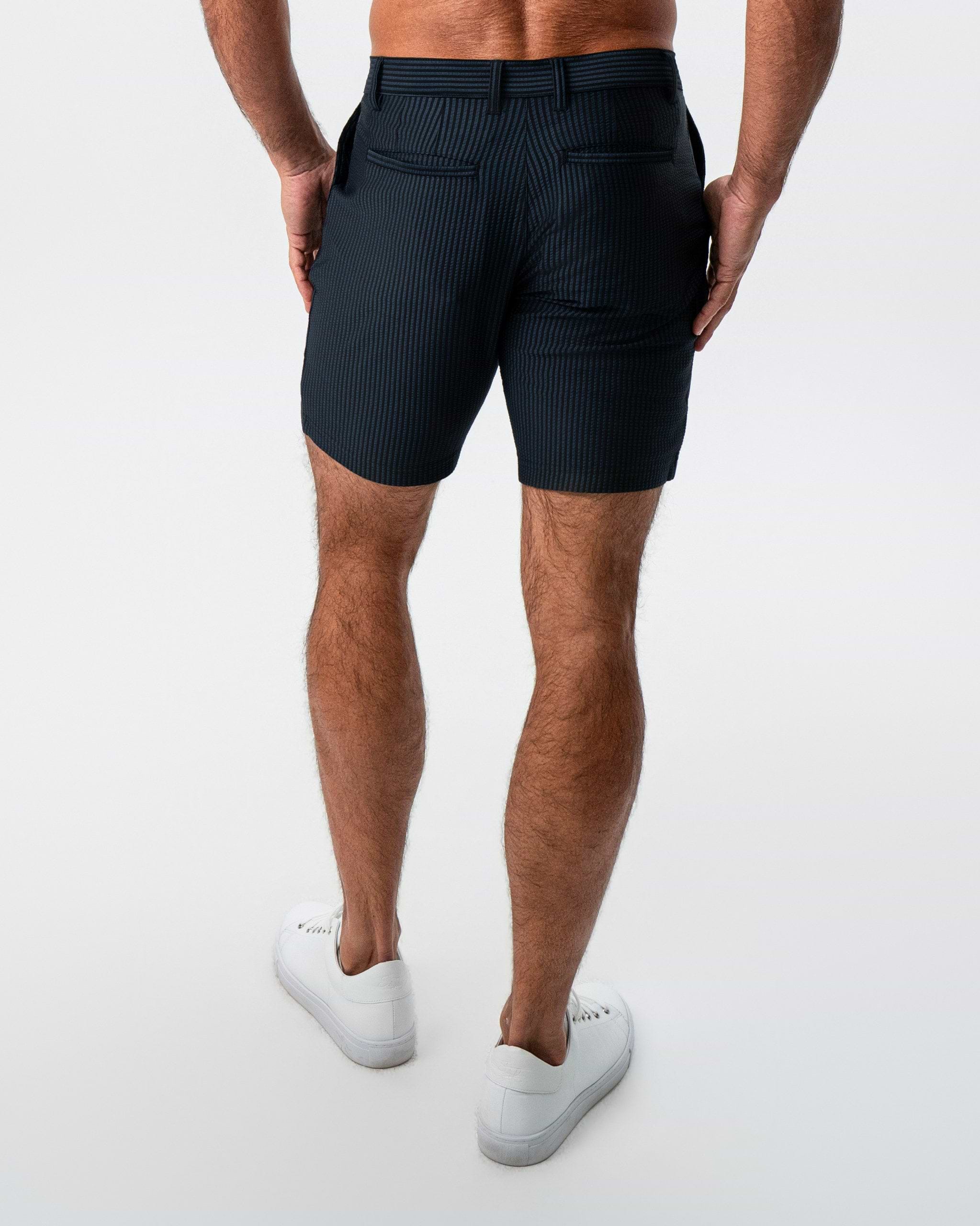 Athletic Fit Shorts - Navy & Black Seersucker