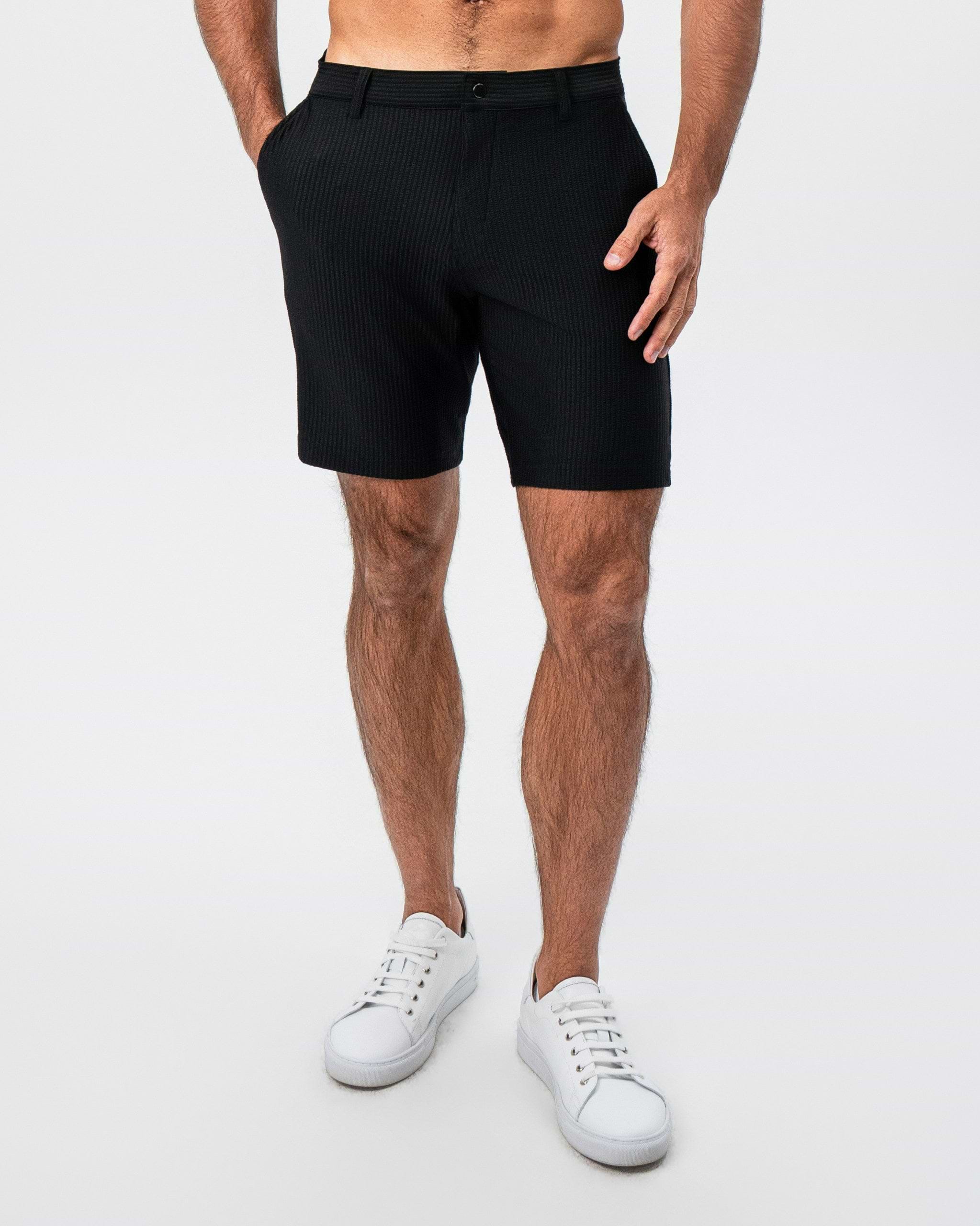 Athletic Fit Shorts - Black Seersucker