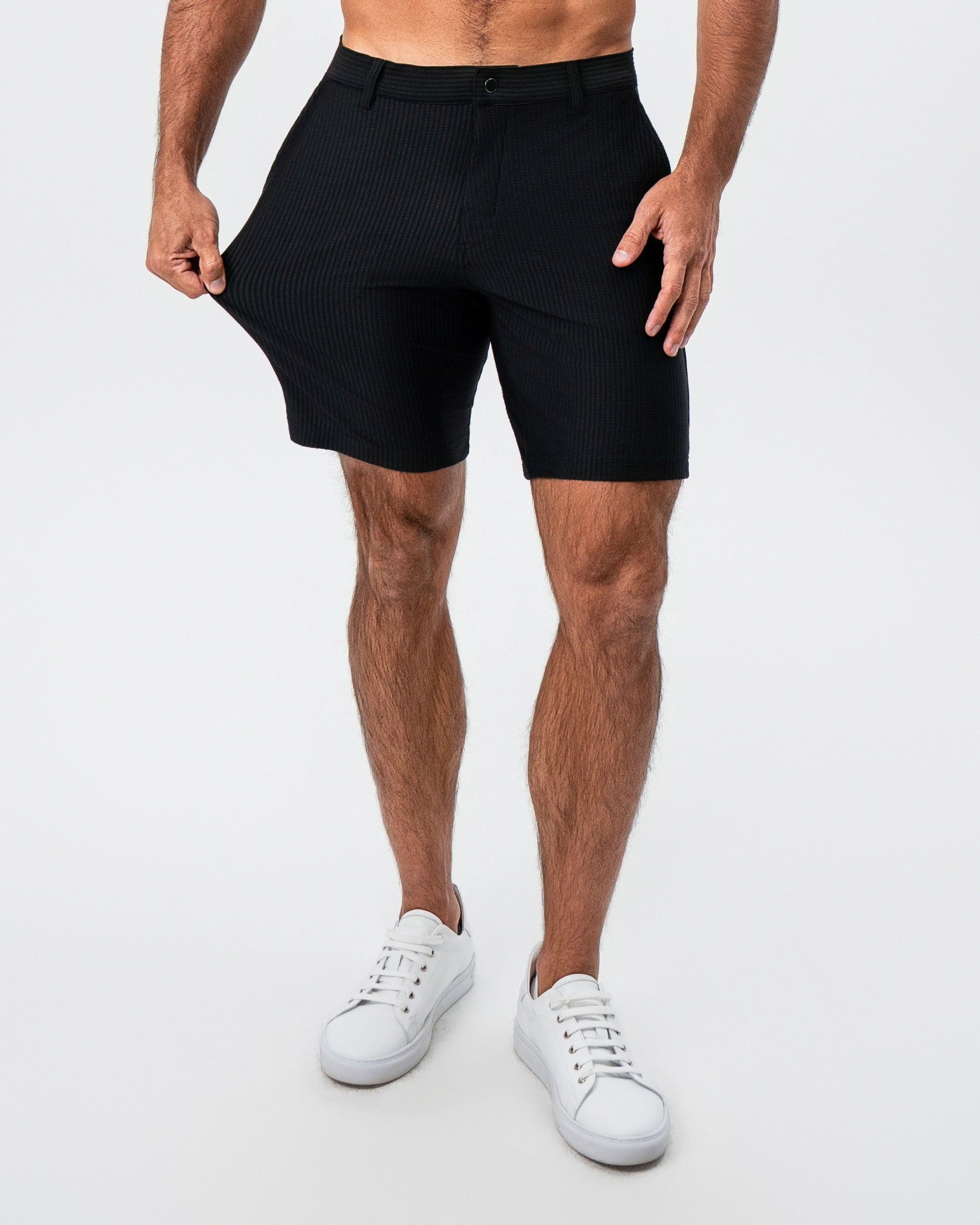 Athletic Fit Shorts - Black Seersucker
