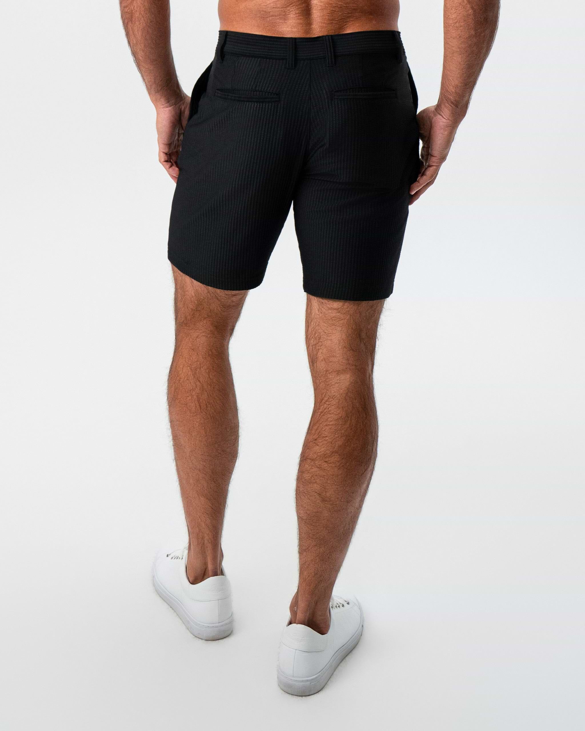 Athletic Fit Shorts - Black Seersucker