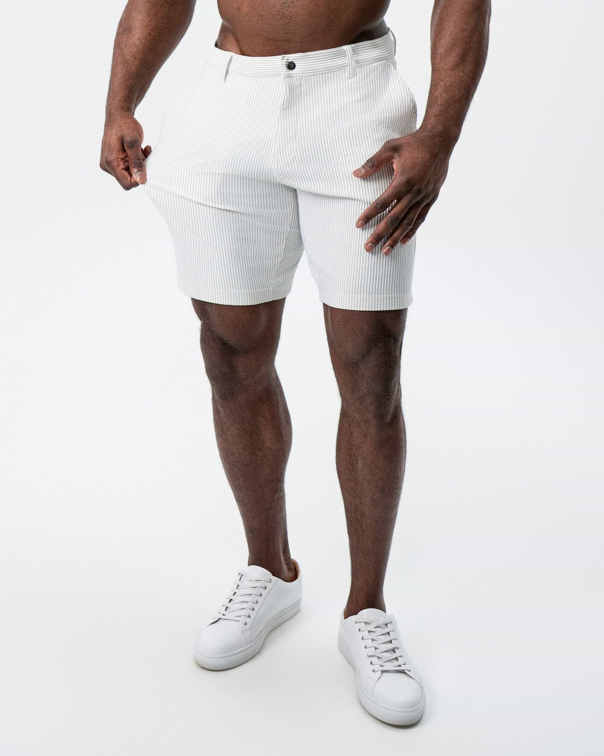 Athletic Fit Shorts - Grey & White Seersucker