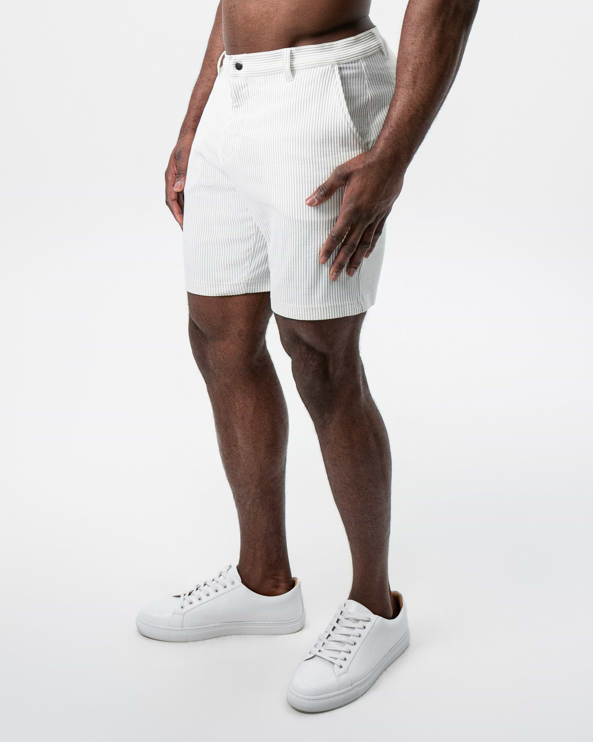 Athletic Fit Shorts - Grey & White Seersucker