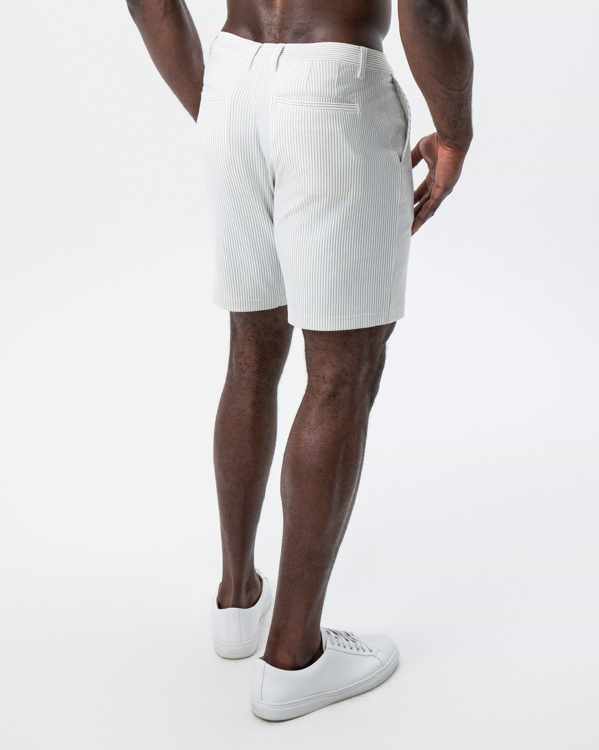 Athletic Fit Shorts - Grey & White Seersucker