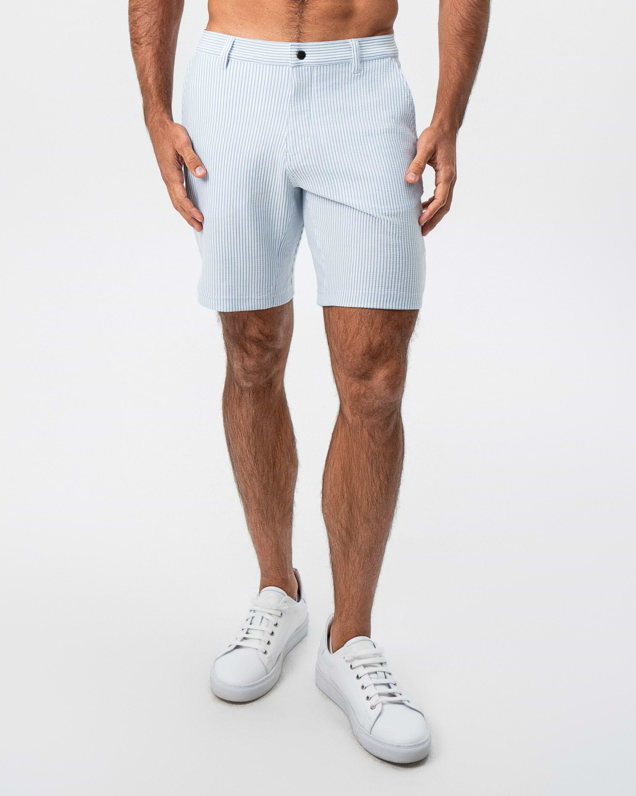 Athletic Fit Shorts - Light Blue & White Seersucker