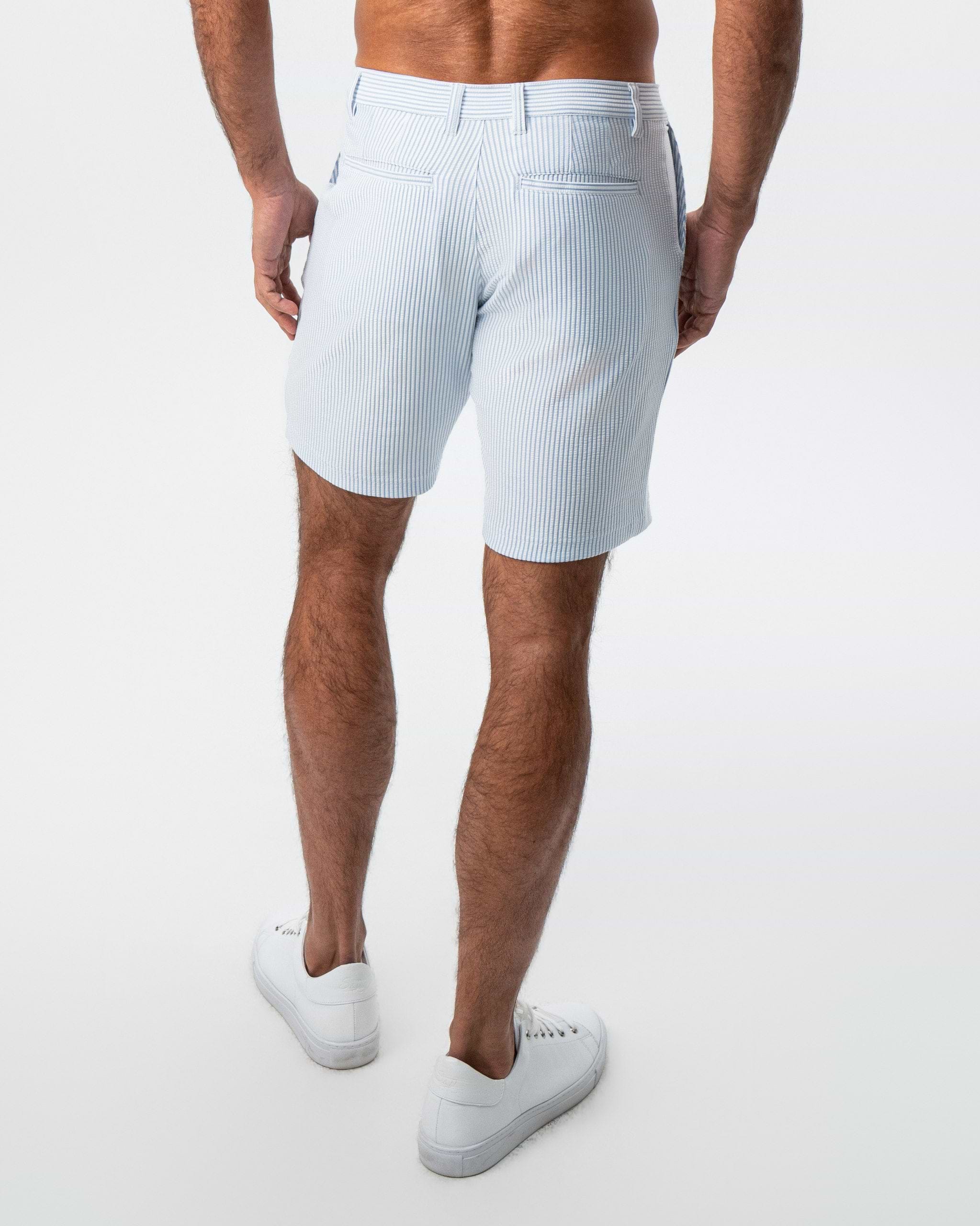 Athletic Fit Shorts - Light Blue & White Seersucker