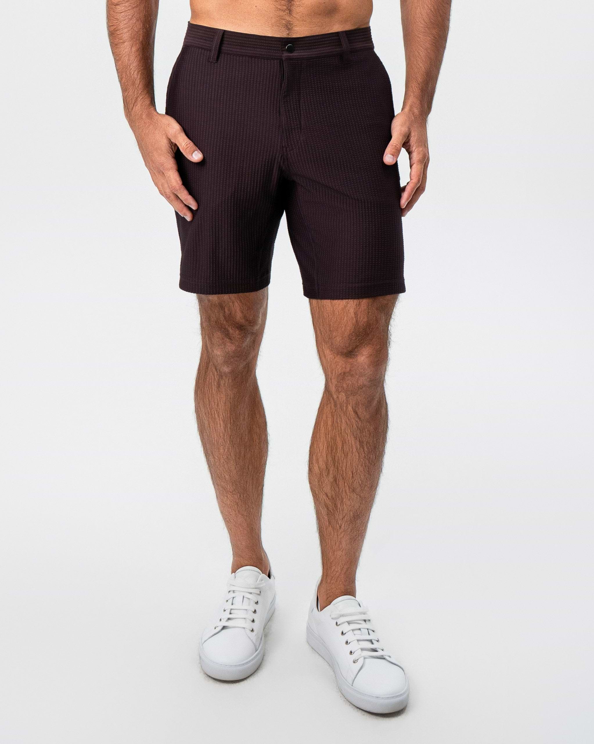 Athletic Fit Shorts - Plum Seersucker
