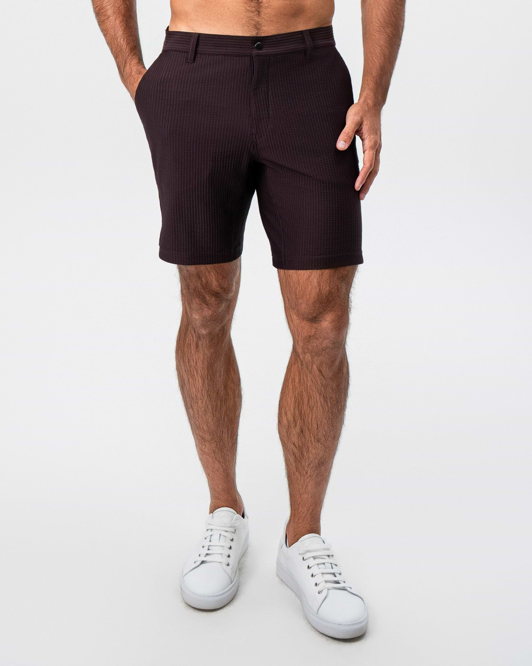 Athletic Fit Shorts - Plum Seersucker