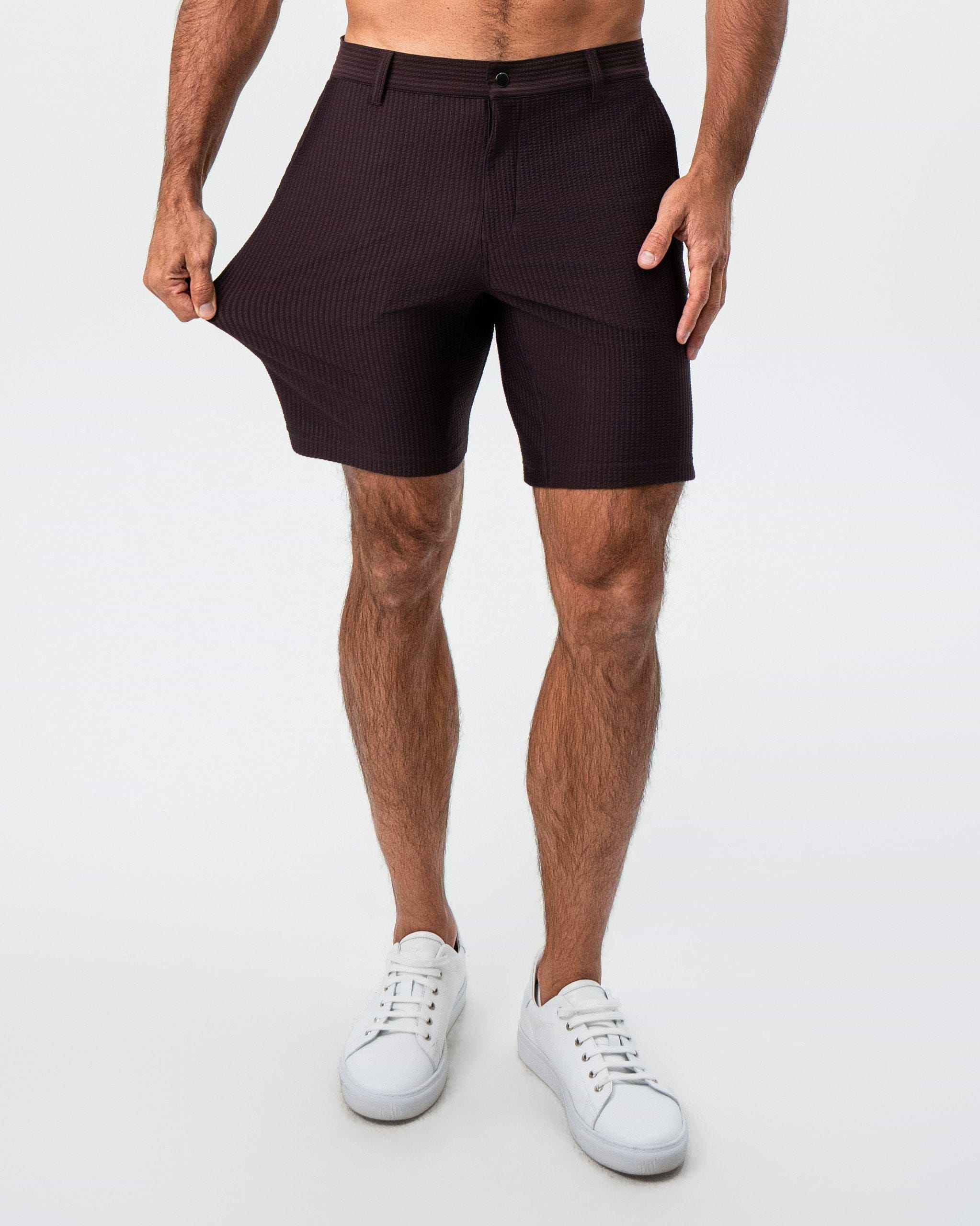 Athletic Fit Shorts - Plum Seersucker