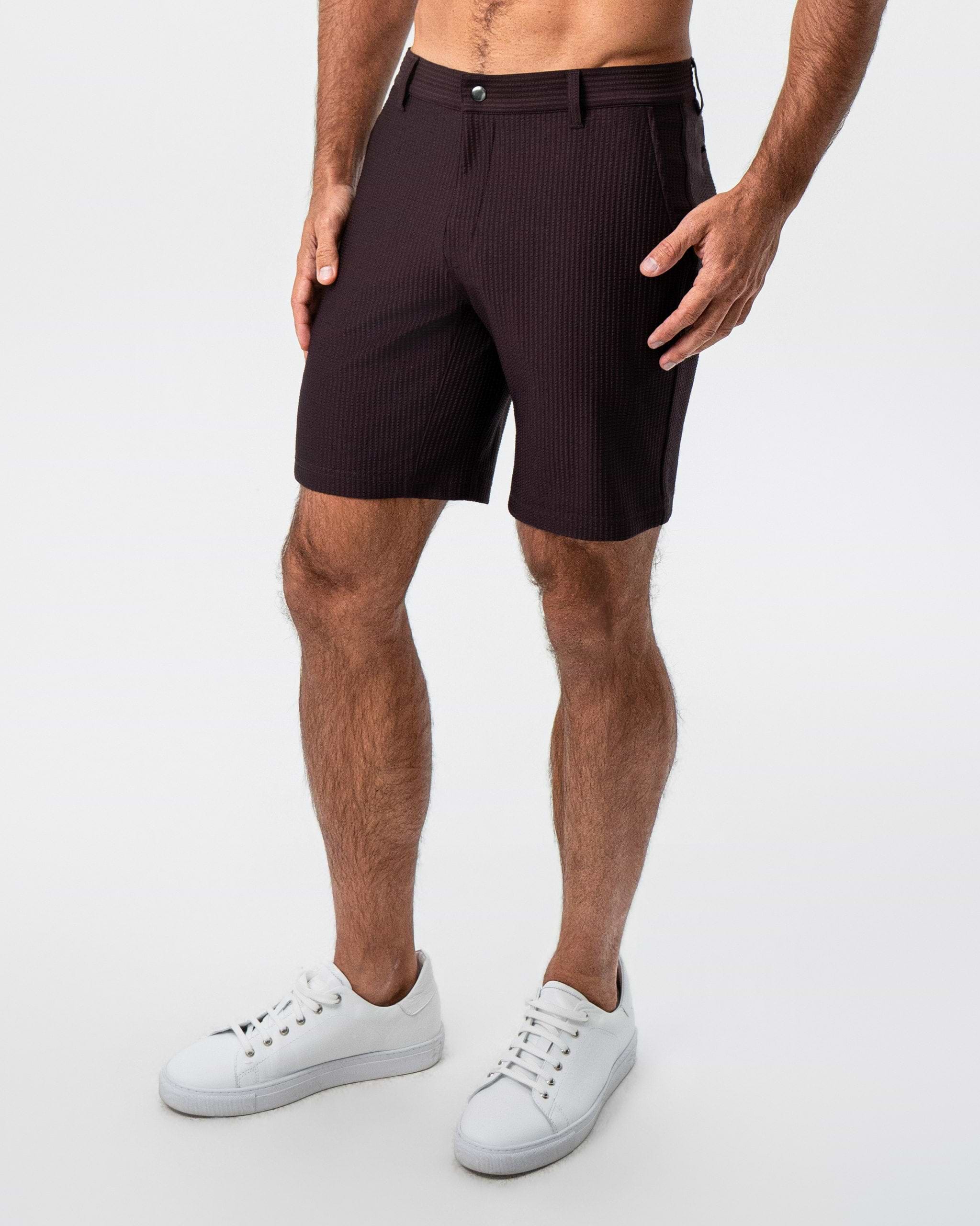 Athletic Fit Shorts - Plum Seersucker