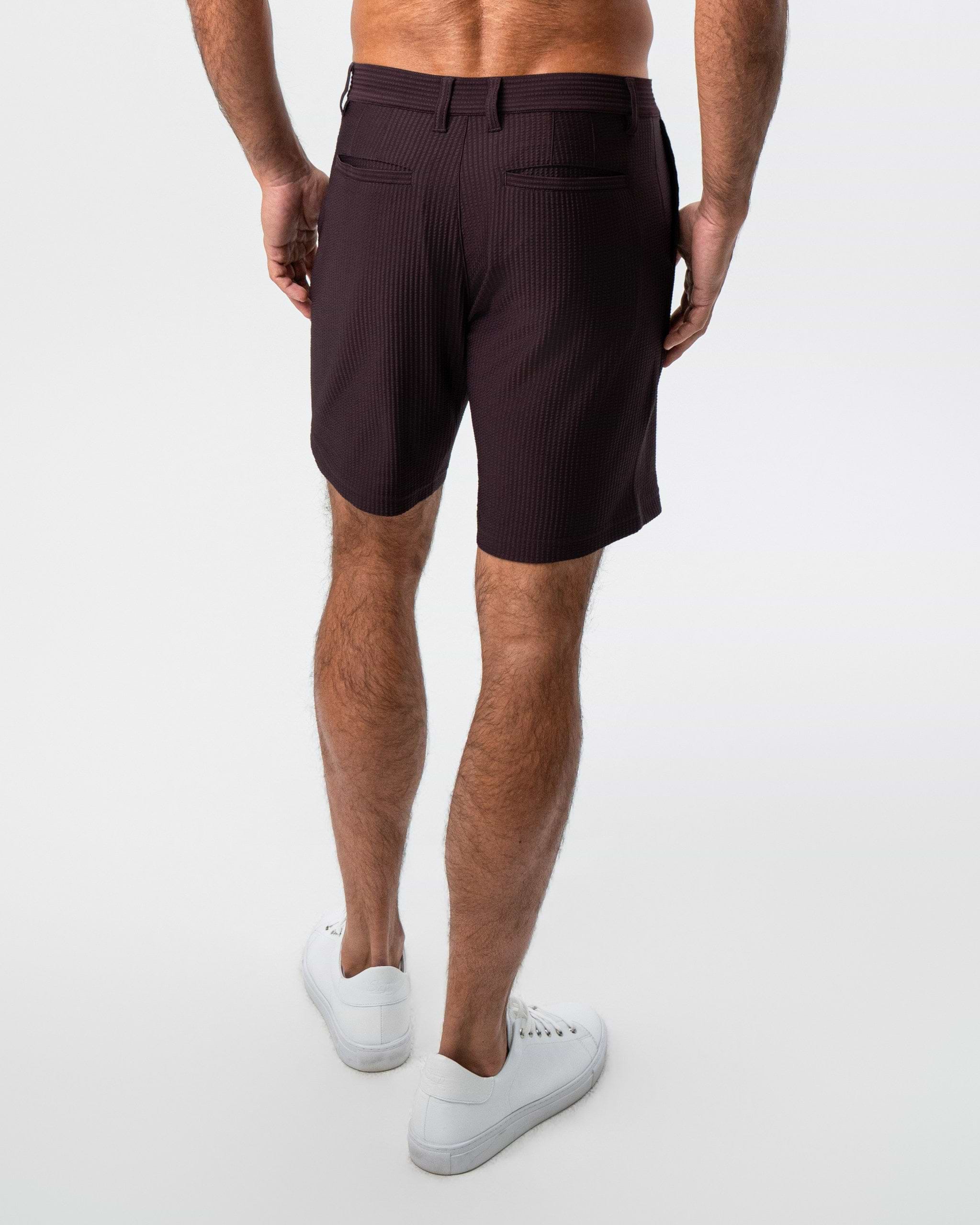 Athletic Fit Shorts - Plum Seersucker