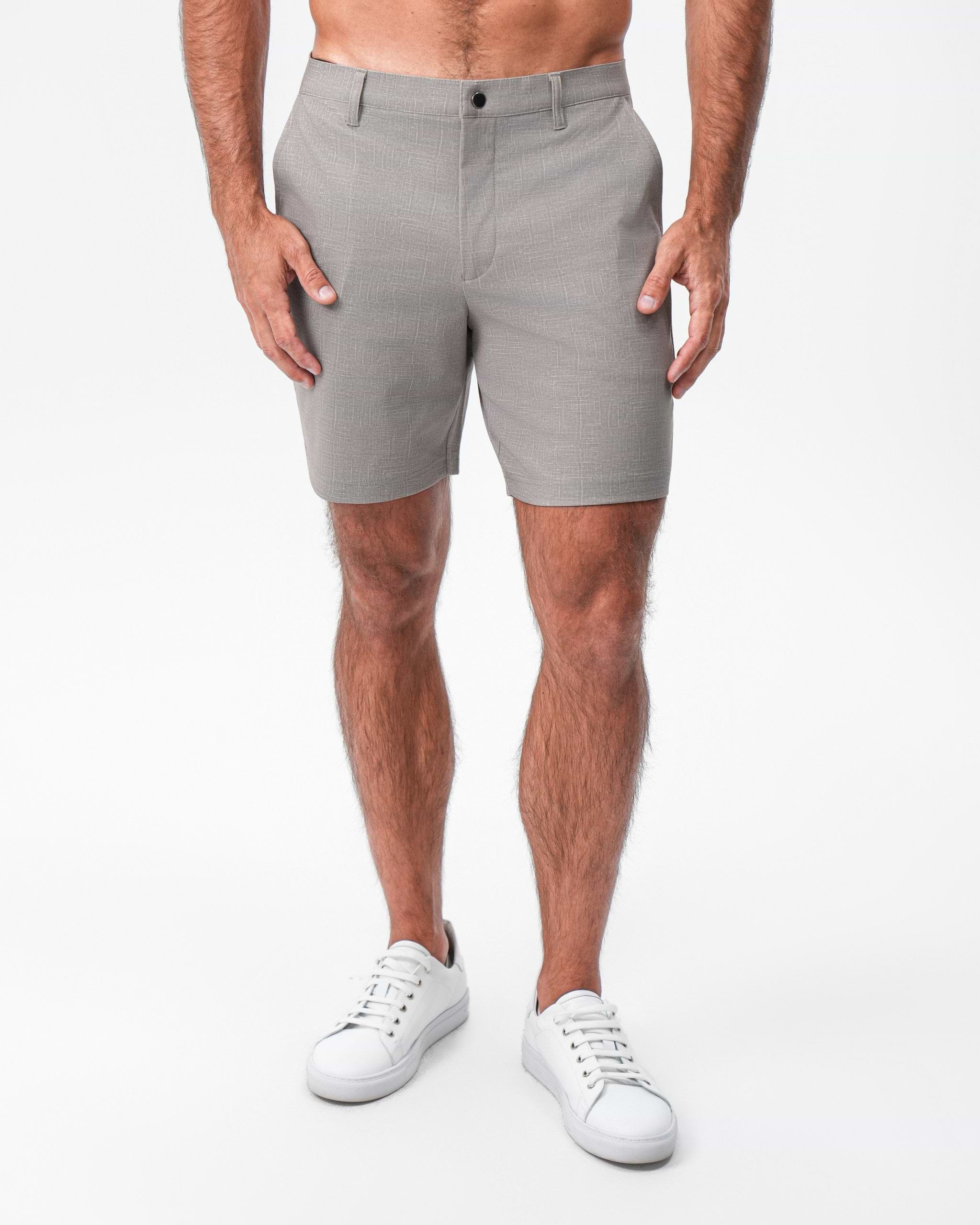 Brushed Athletic Fit Short - Stone Crosshatch