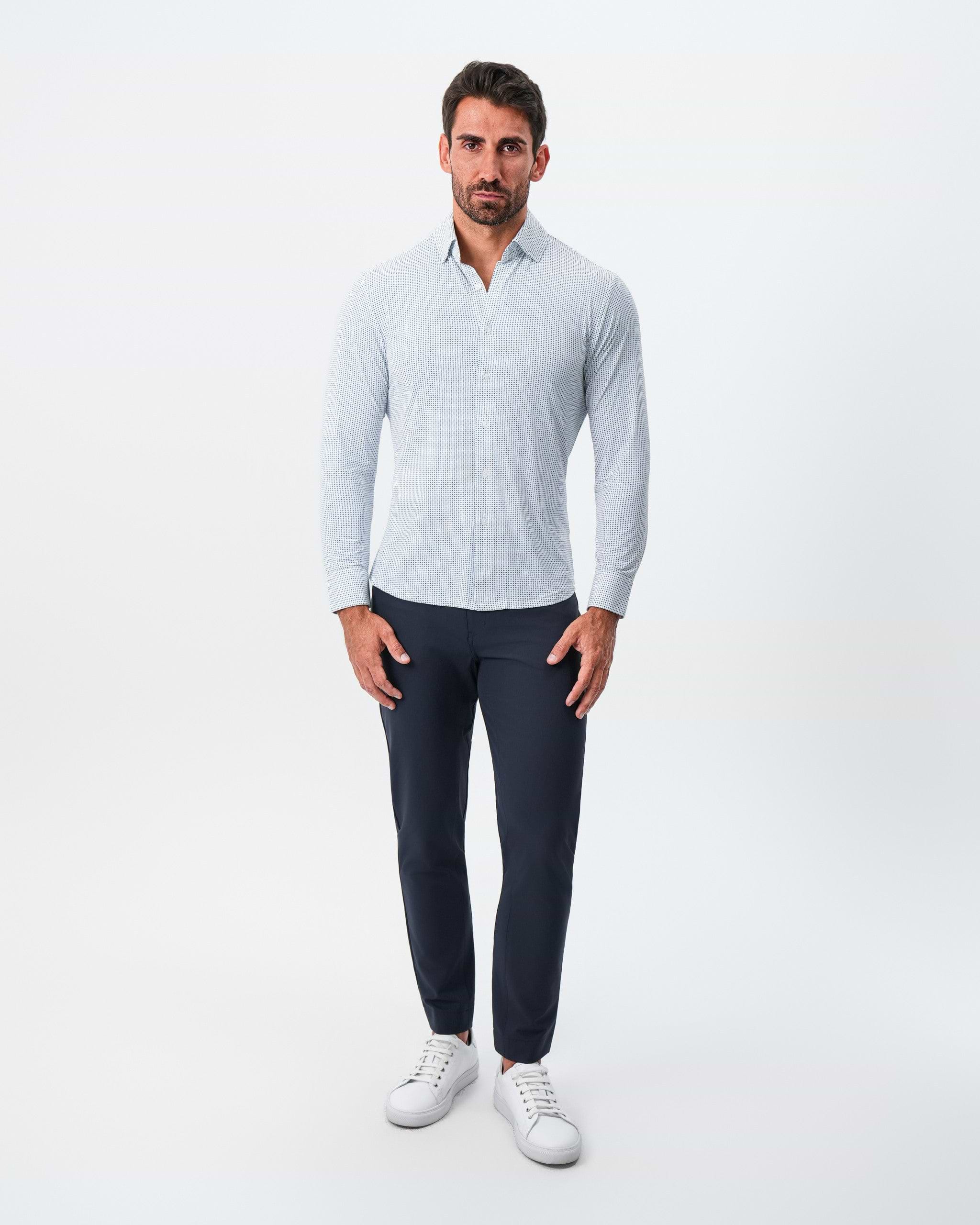 "The Guy" Sport Shirt - Navy & Light Blue Plus Print