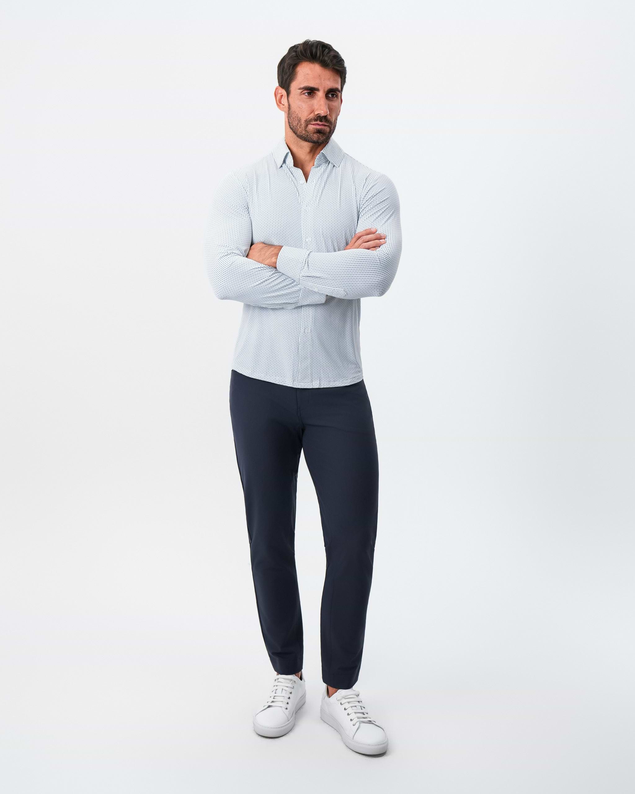"The Guy" Sport Shirt - Navy & Light Blue Plus Print