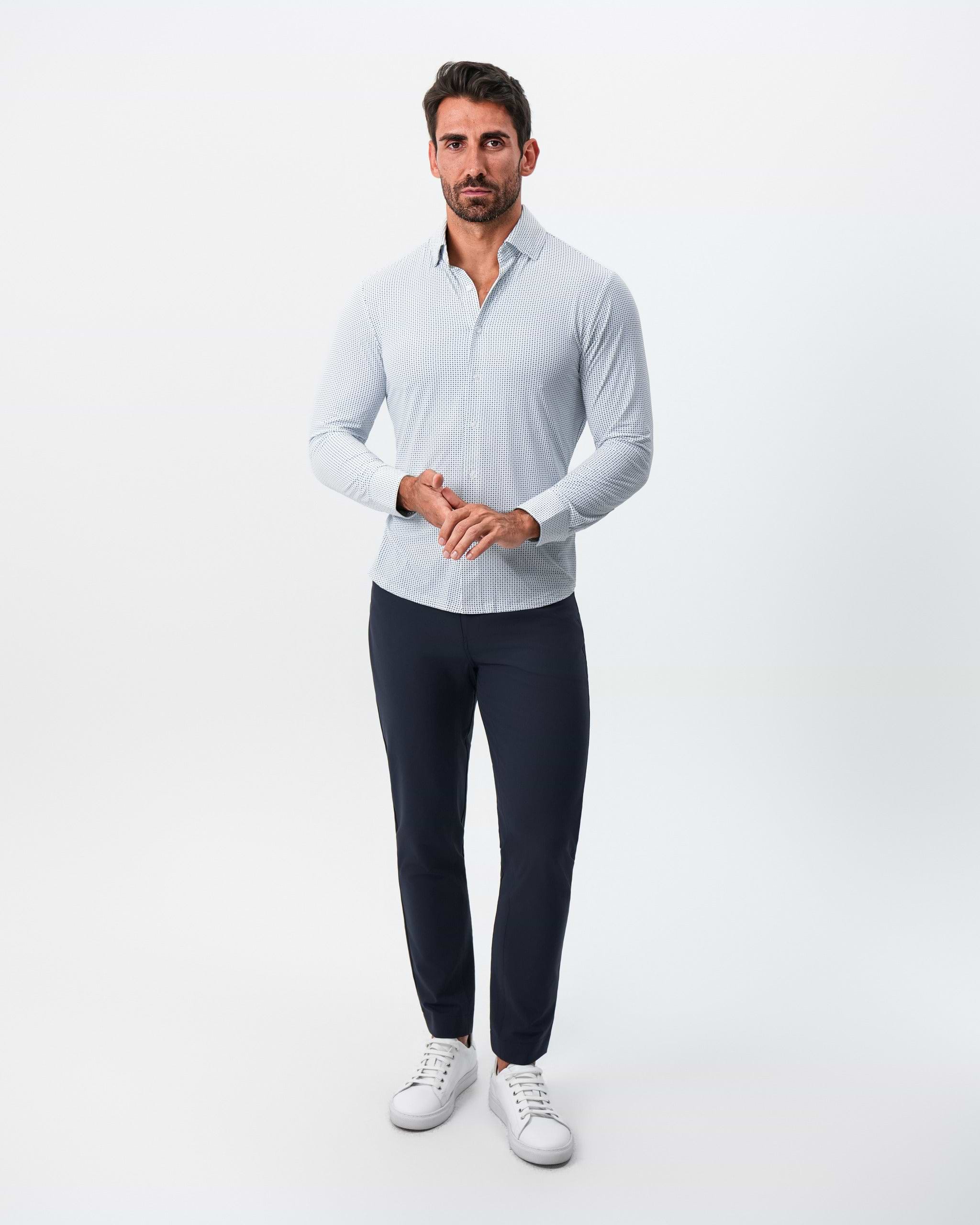 "The Guy" Sport Shirt - Navy & Light Blue Plus Print
