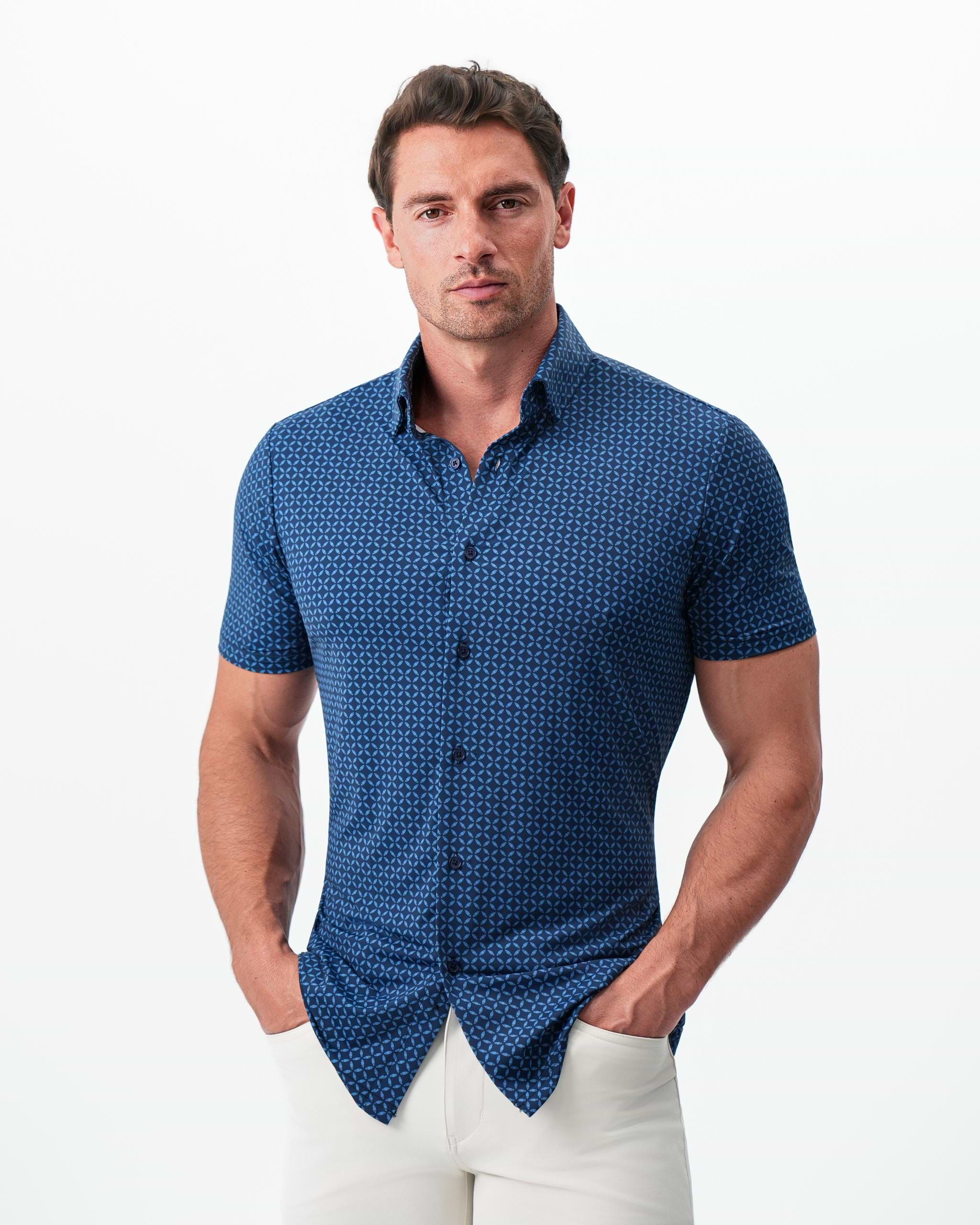 "The Ares" Diamond Navy & Light Blue Circle