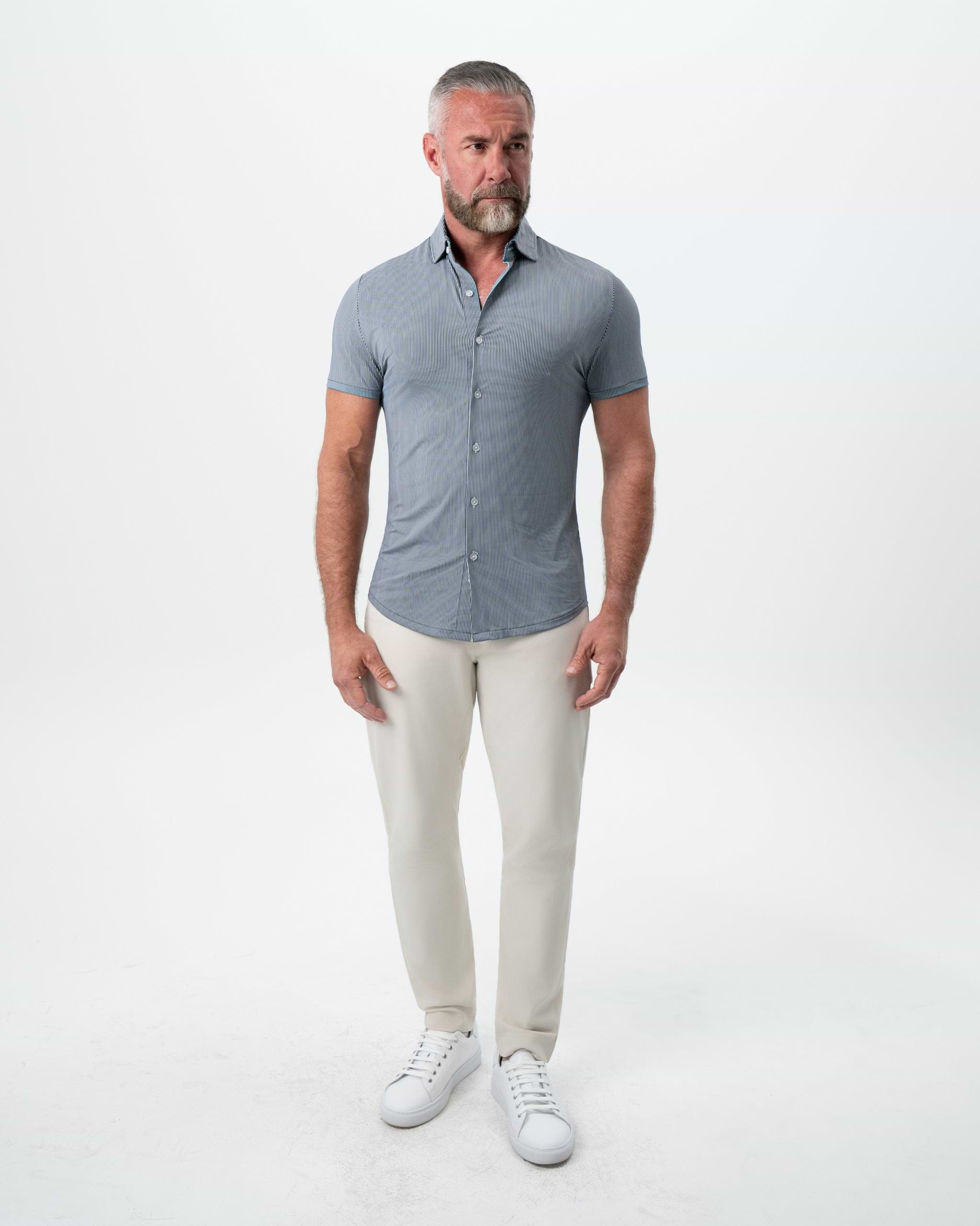 "The Lombardi" Navy Print Stripe