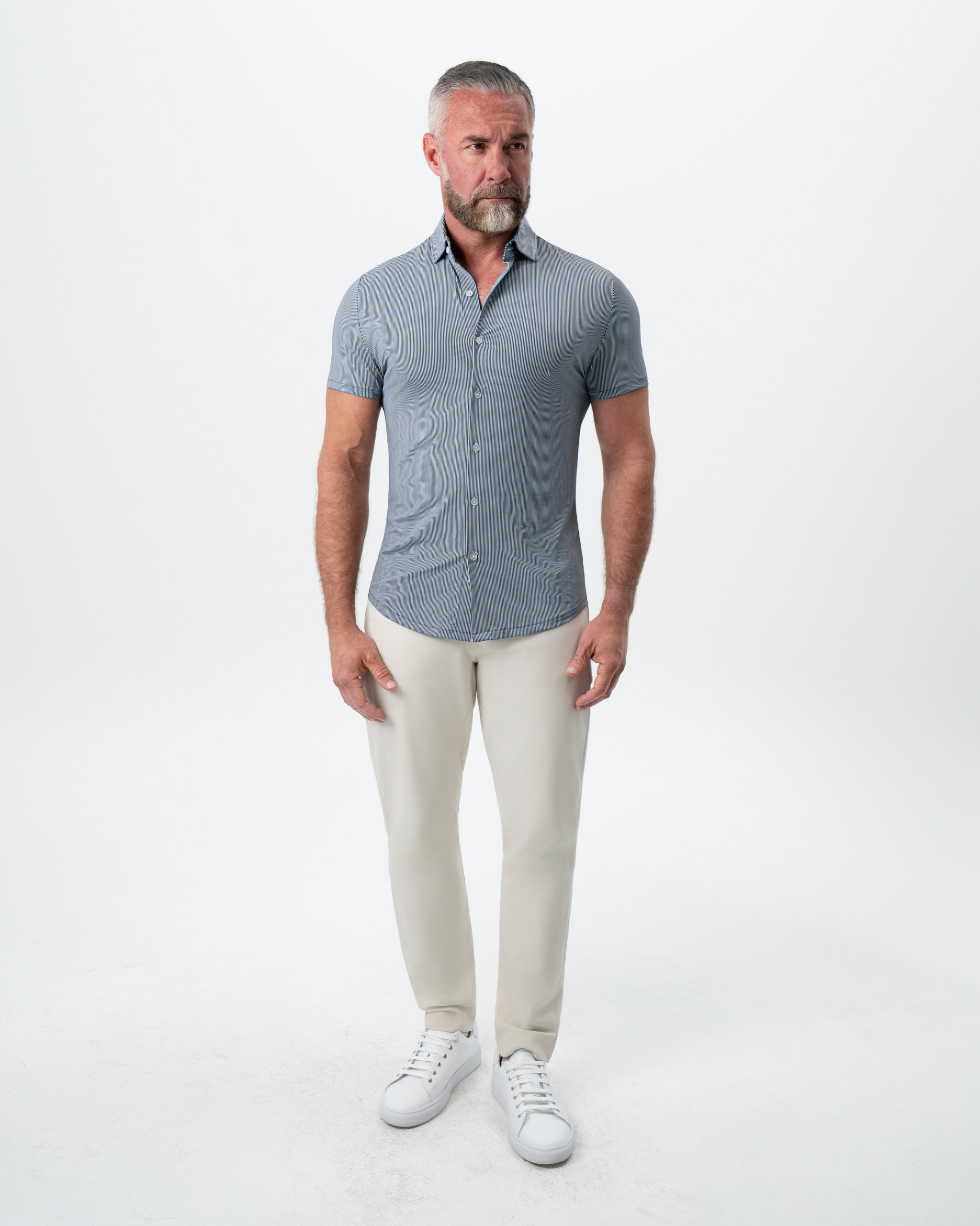 "The Lombardi" Navy Print Stripe