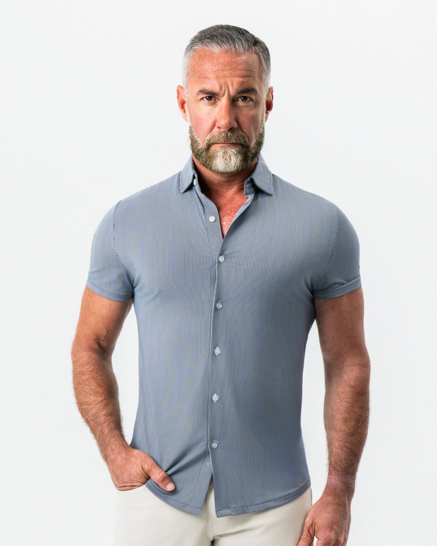 "The Lombardi" Navy Print Stripe