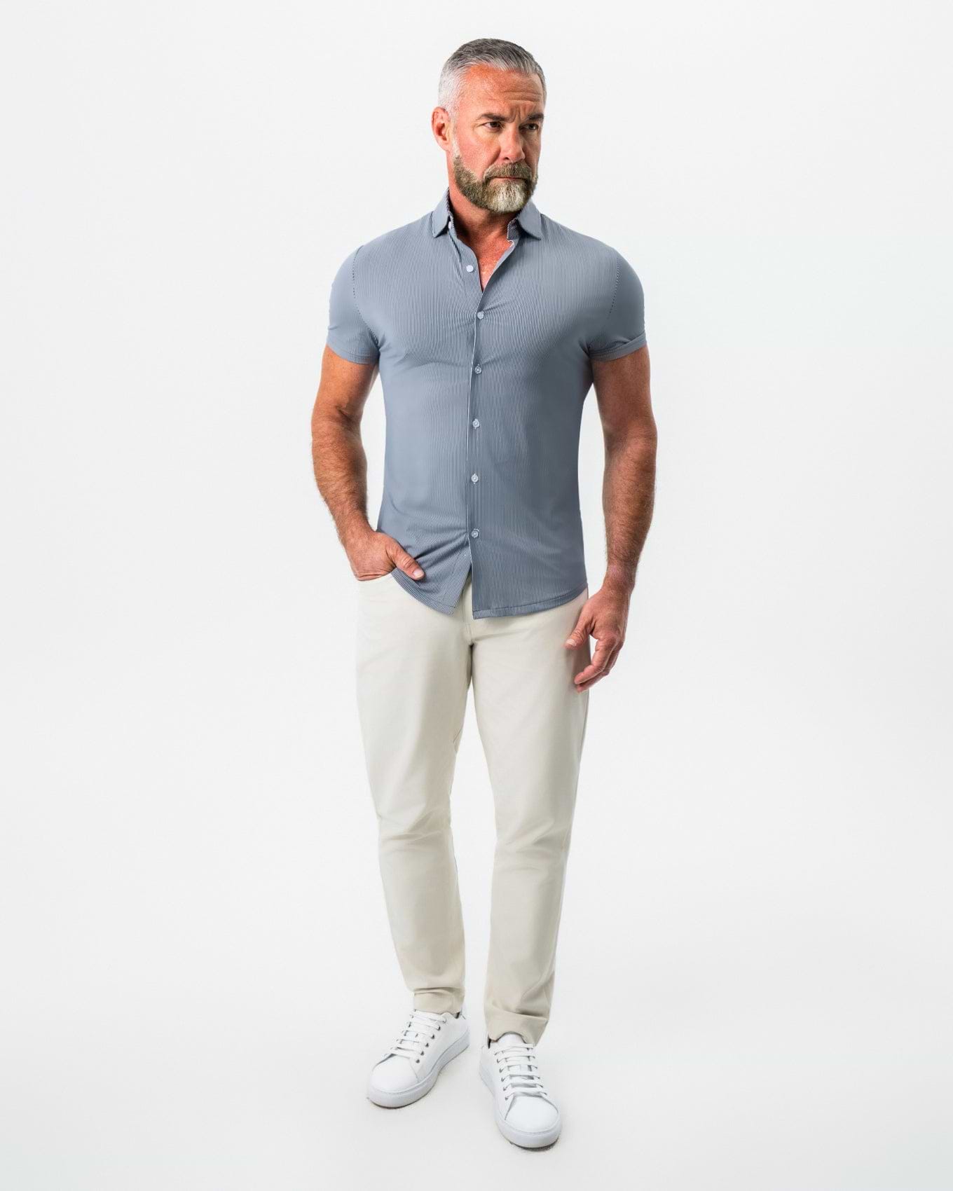 "The Lombardi" Navy Print Stripe