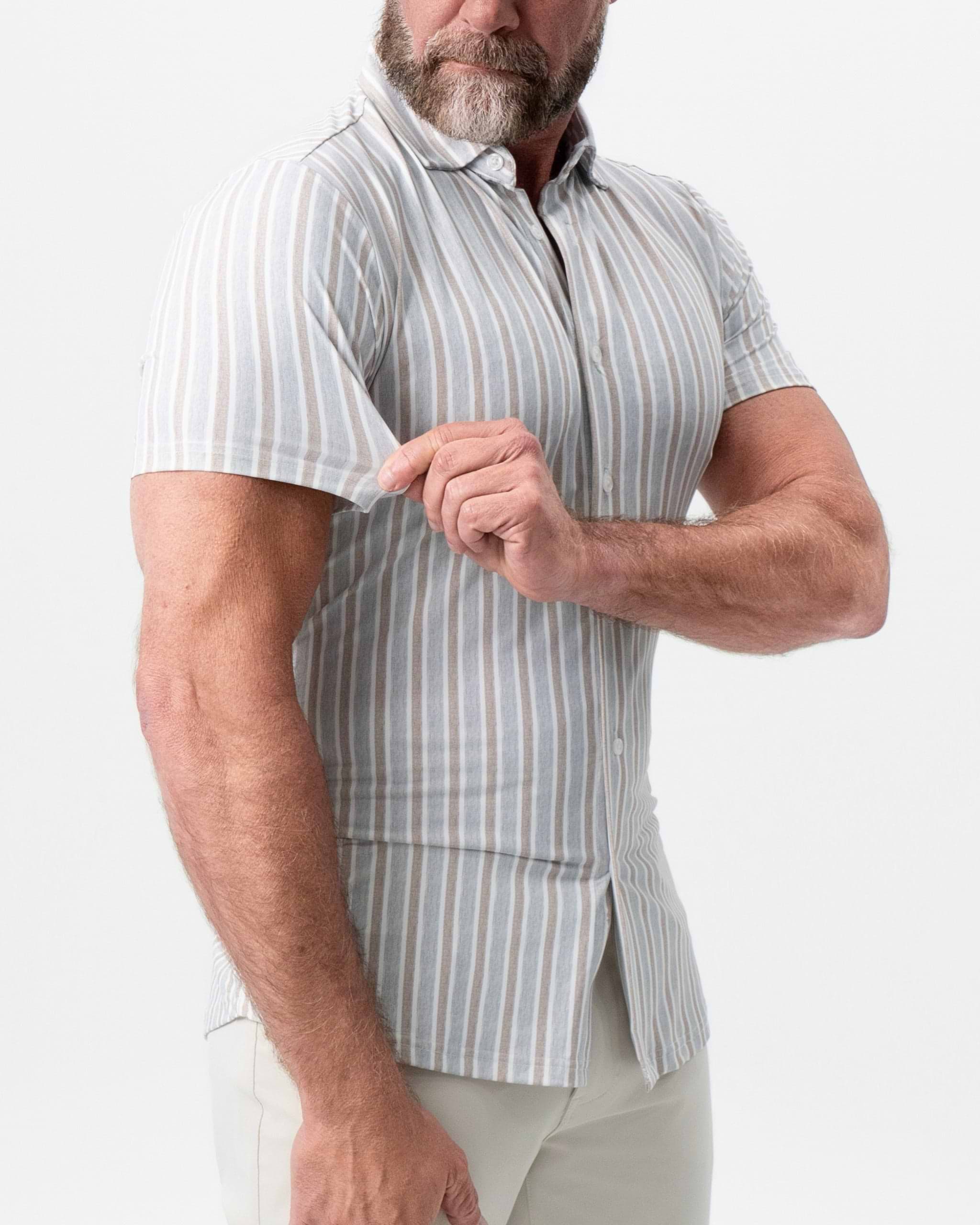 "The Maui" Light Blue & Brown Stripe