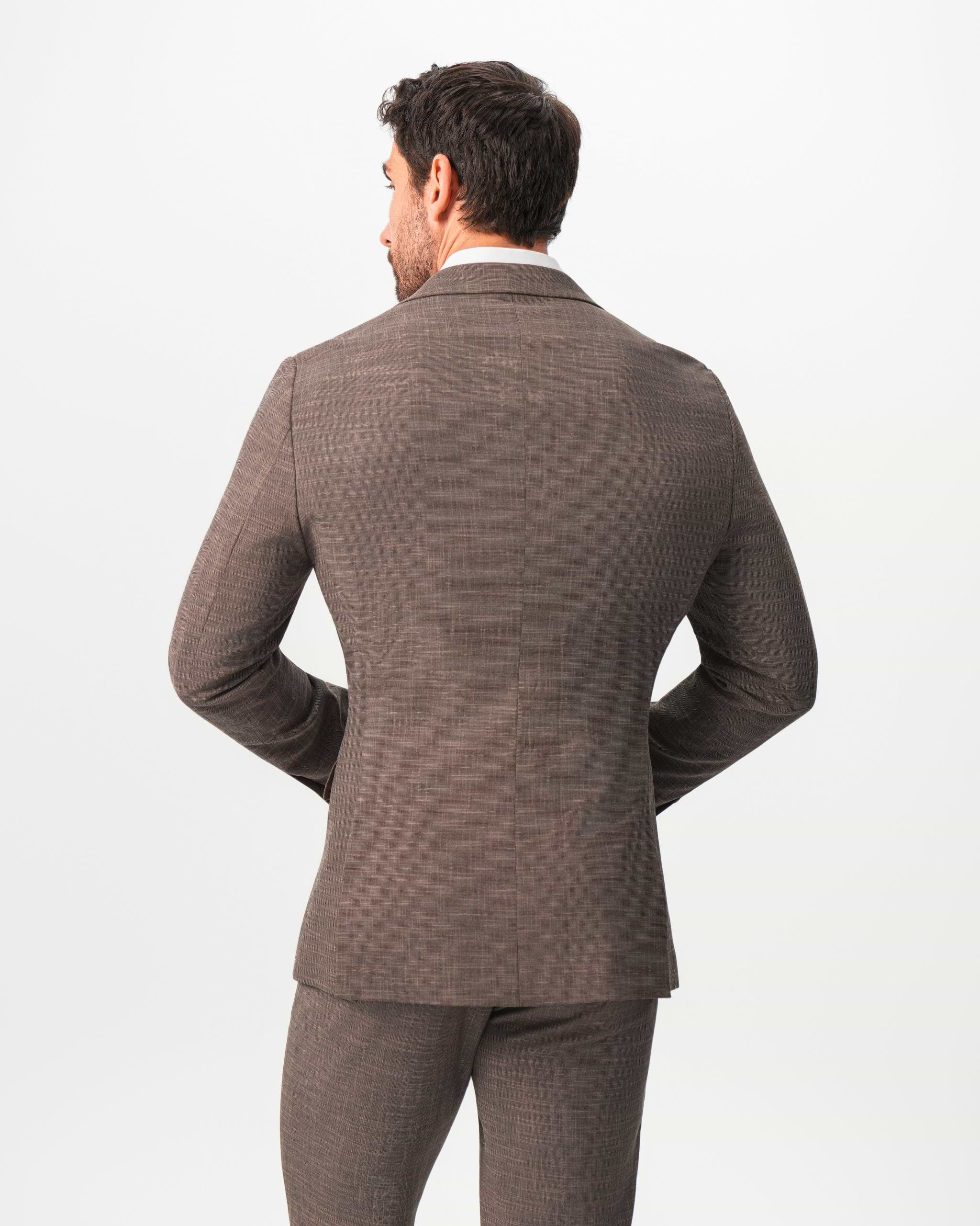 Athletic Fit Stretch Blazer - Ash Brown Crosshatch