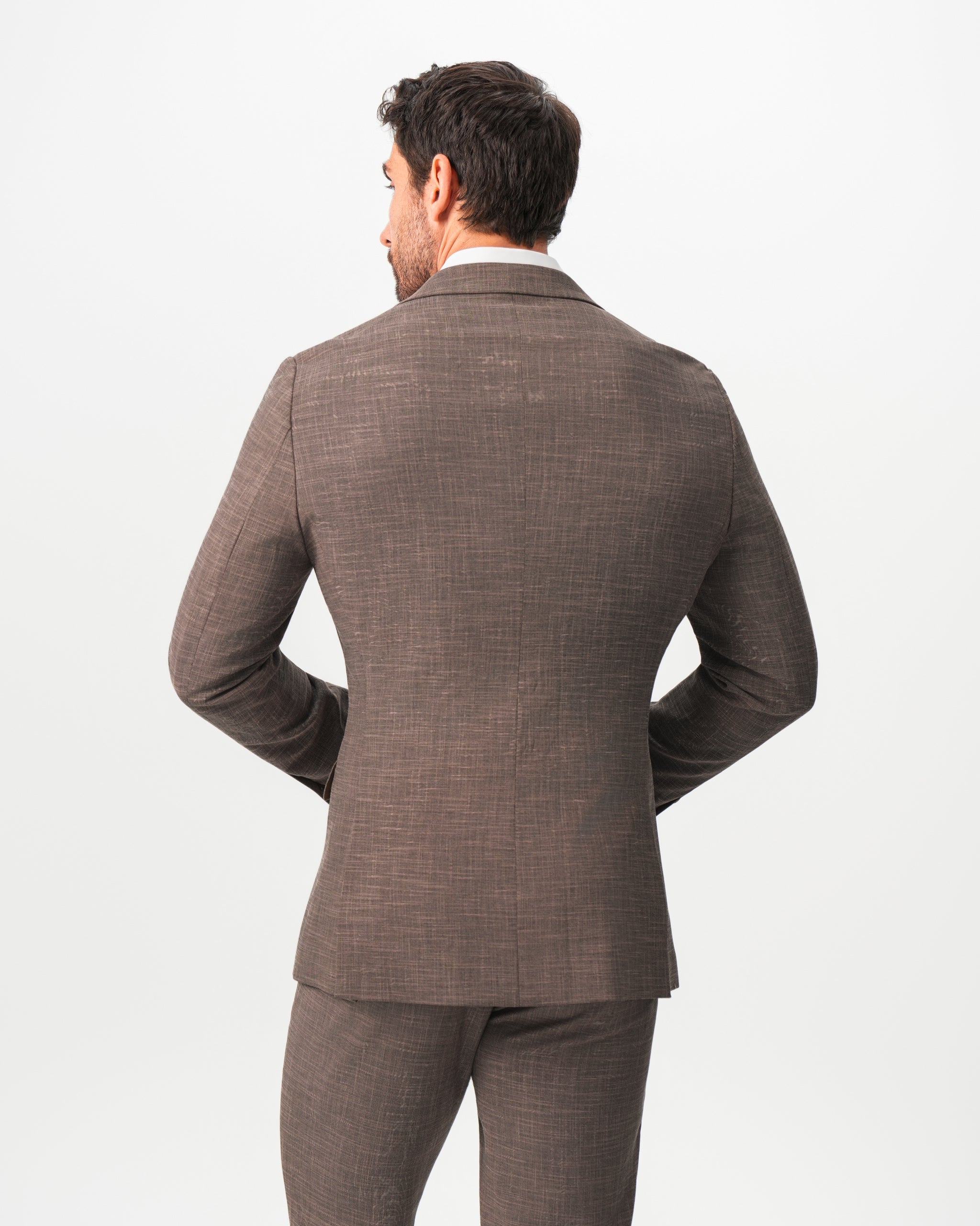 Athletic Fit Stretch Blazer - Ash Brown Crosshatch