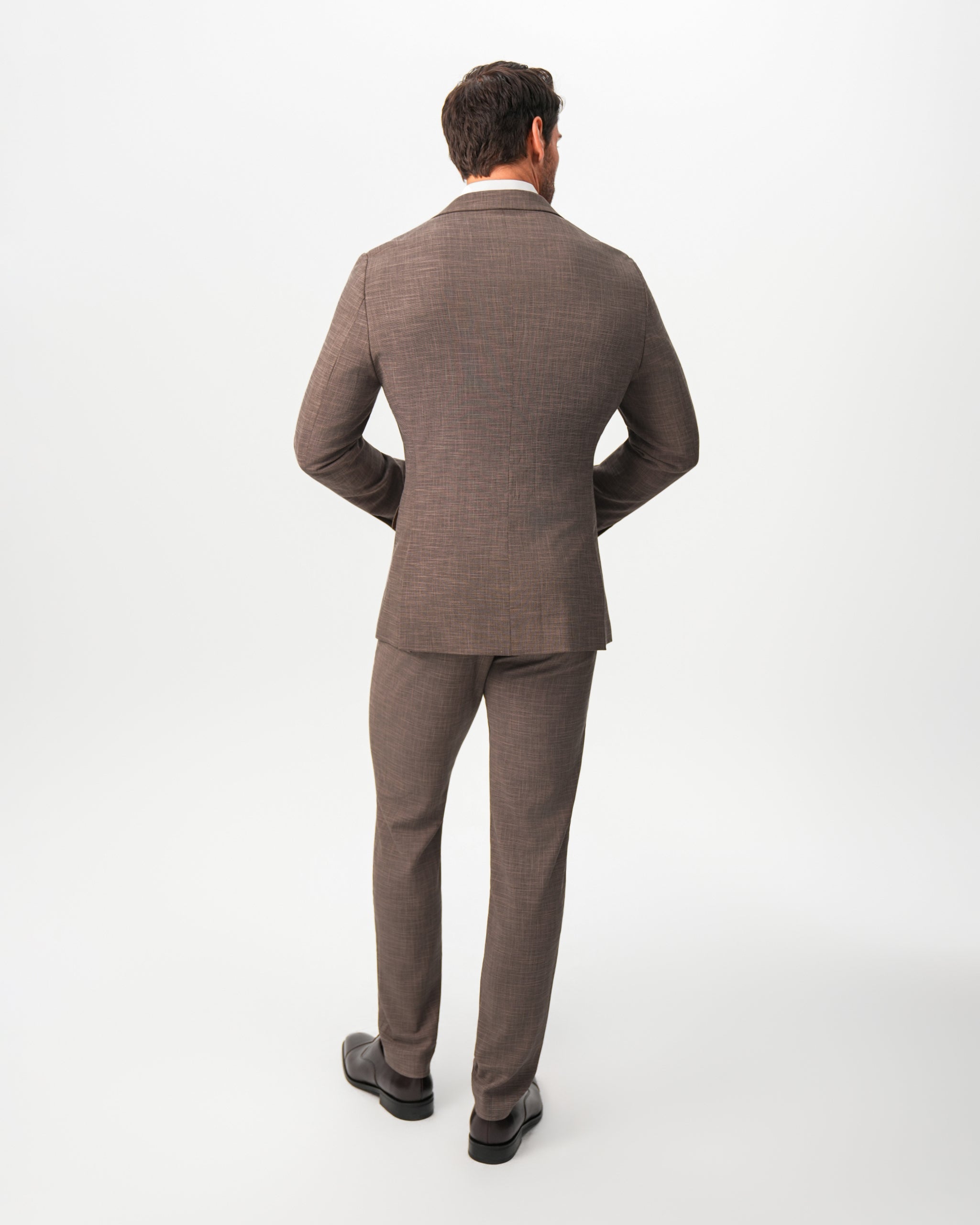 Athletic Fit Stretch Suit - Ash Brown Crosshatch