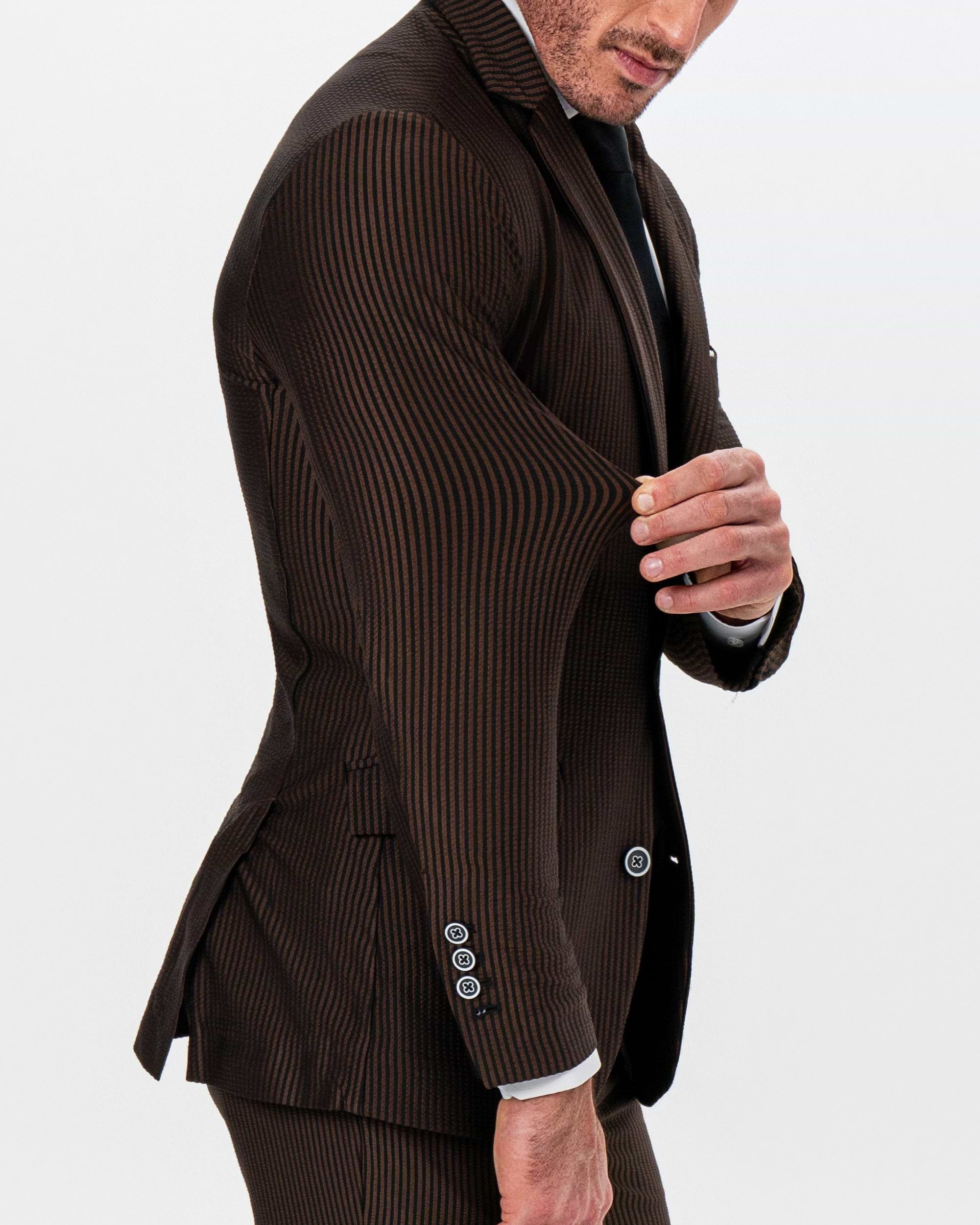 Athletic Fit Stretch Blazer - Brown & Black Seersucker