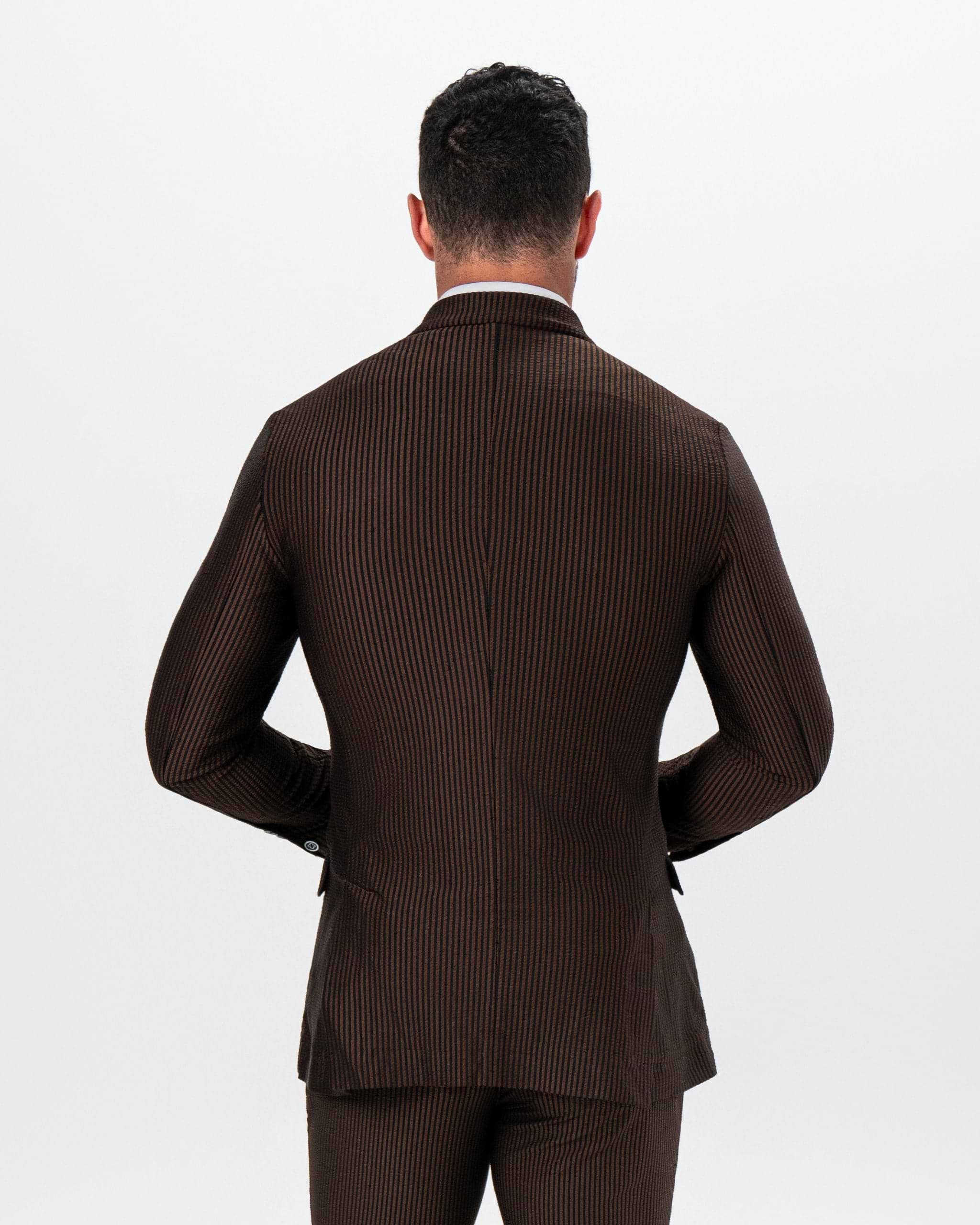 Athletic Fit Stretch Blazer - Brown & Black Seersucker