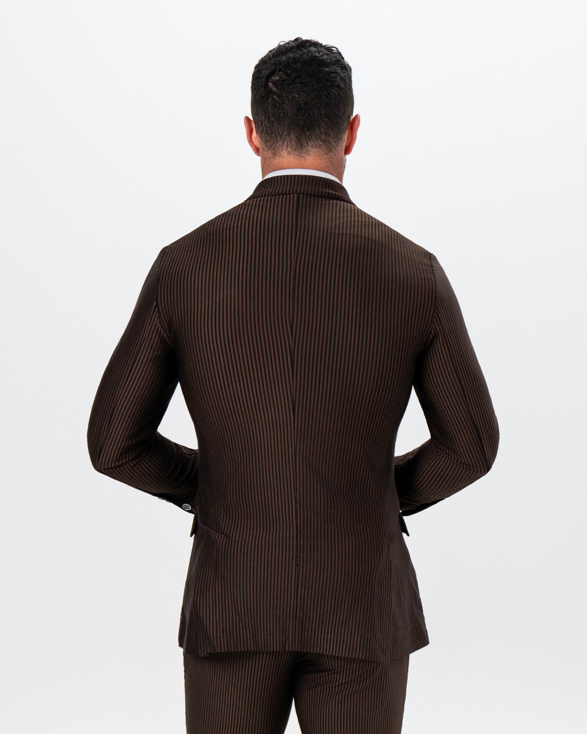 Athletic Fit Stretch Blazer - Brown & Black Seersucker