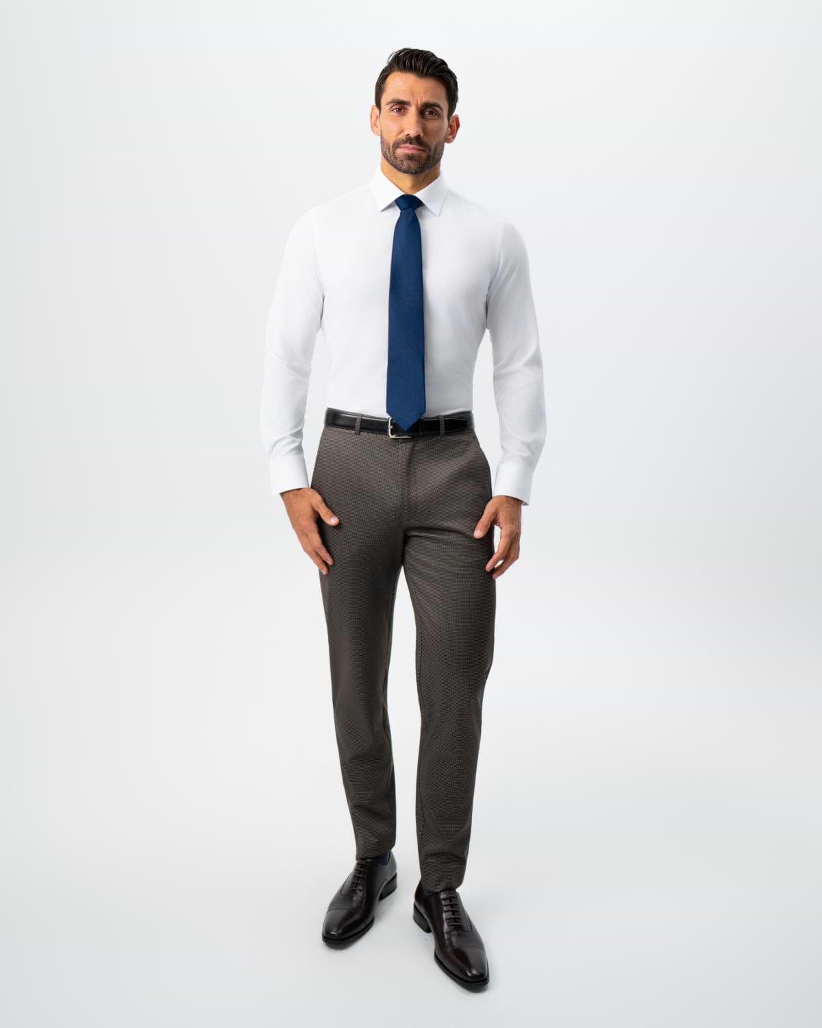 Athletic Fit Stretch Suit - Brown Houndstooth