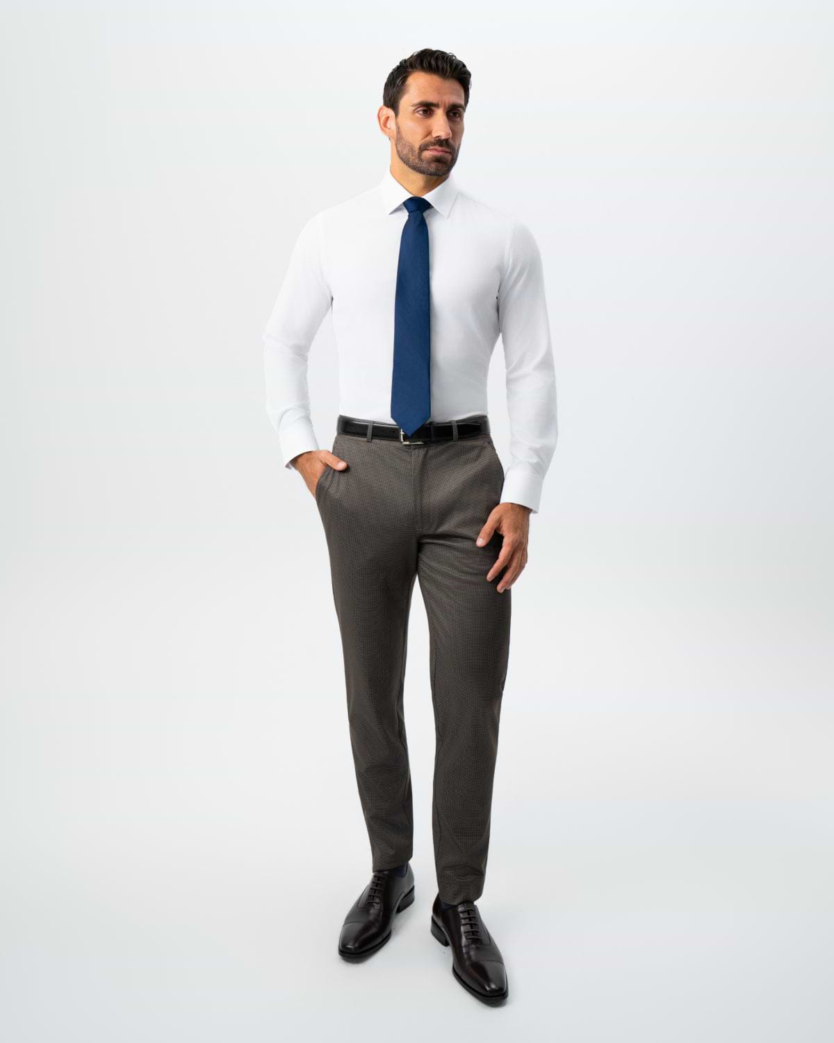 Athletic Fit Stretch Suit - Brown Houndstooth