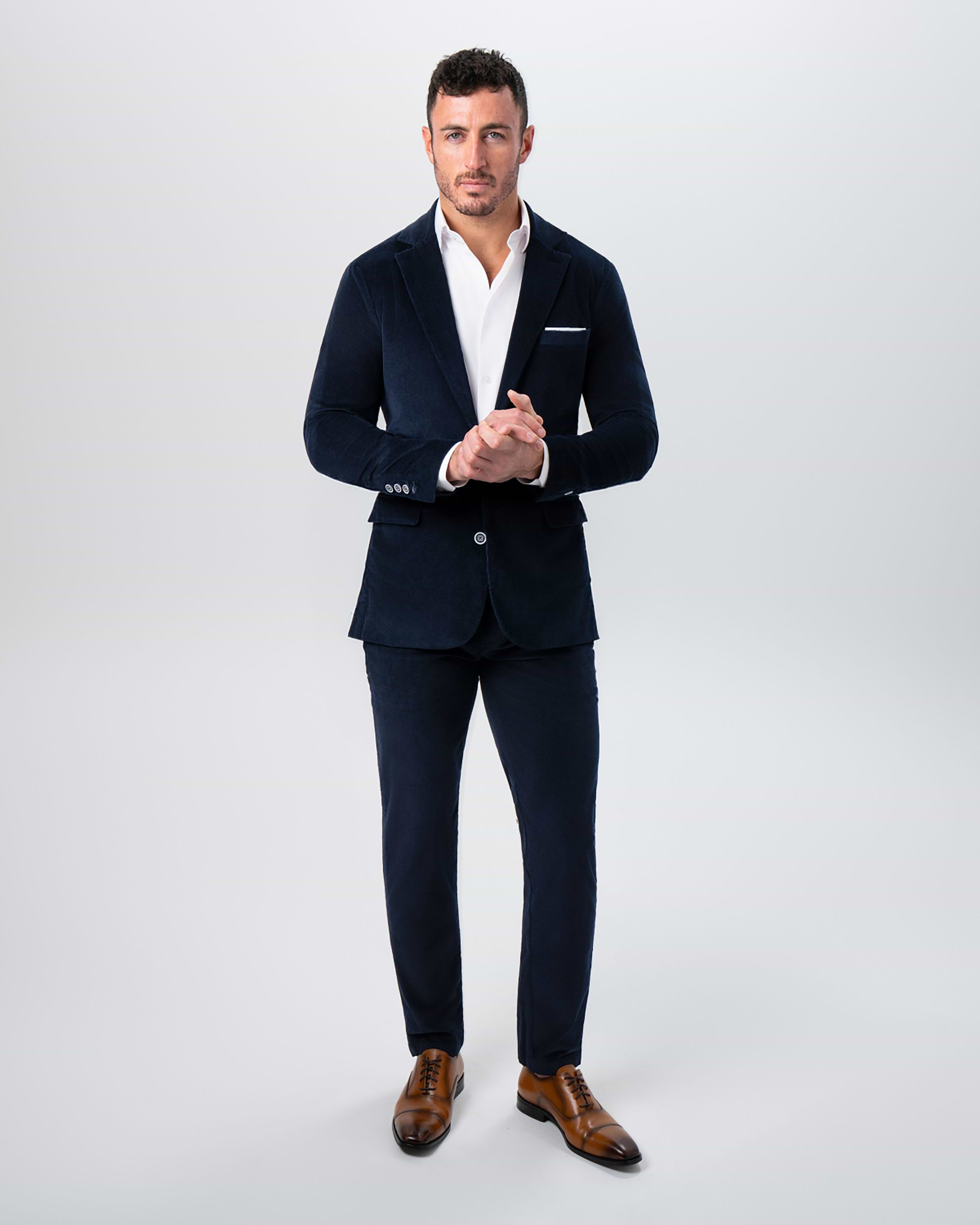Unstructured Corduroy Suit - Dark Navy
