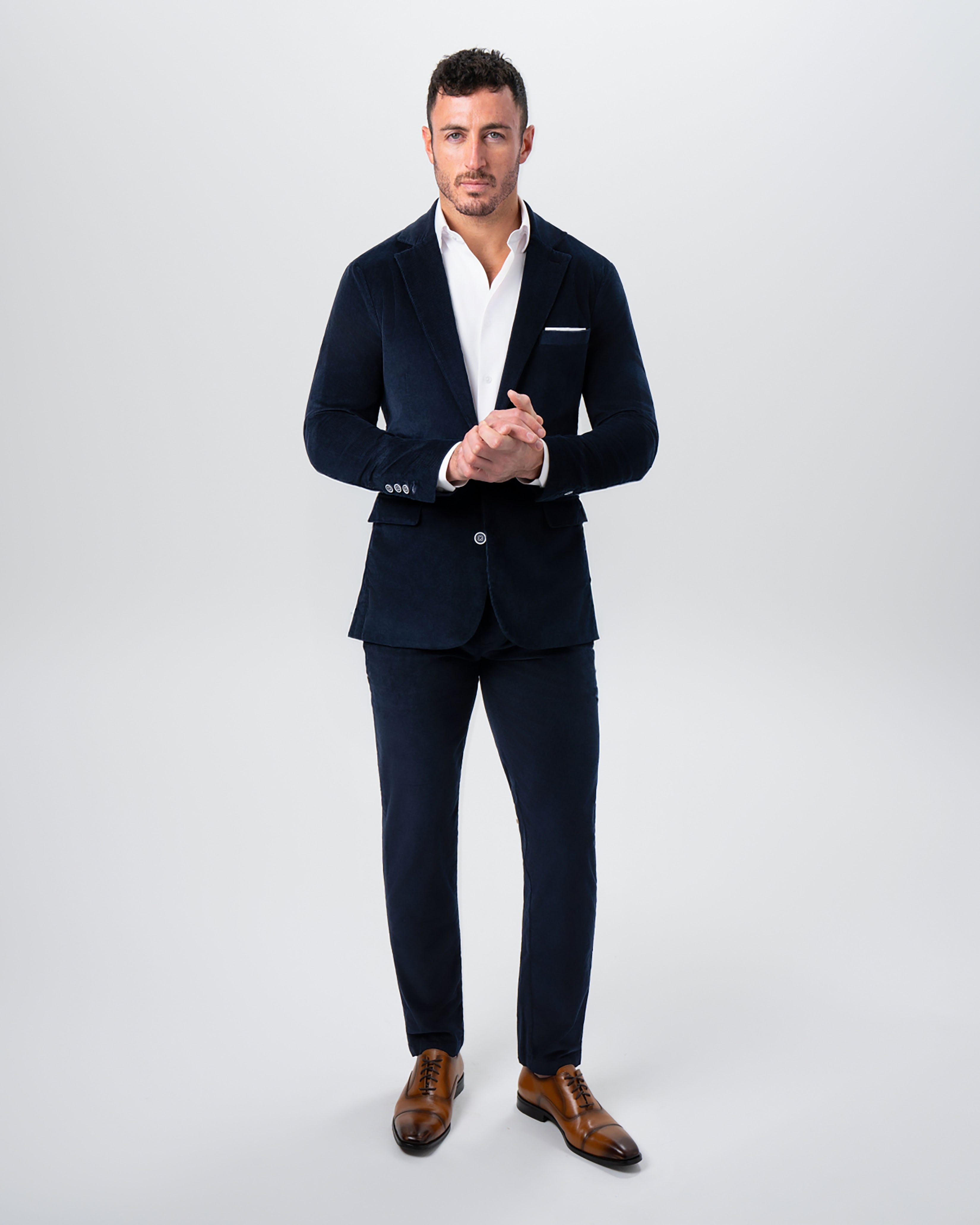 Unstructured Corduroy Suit - Dark Navy