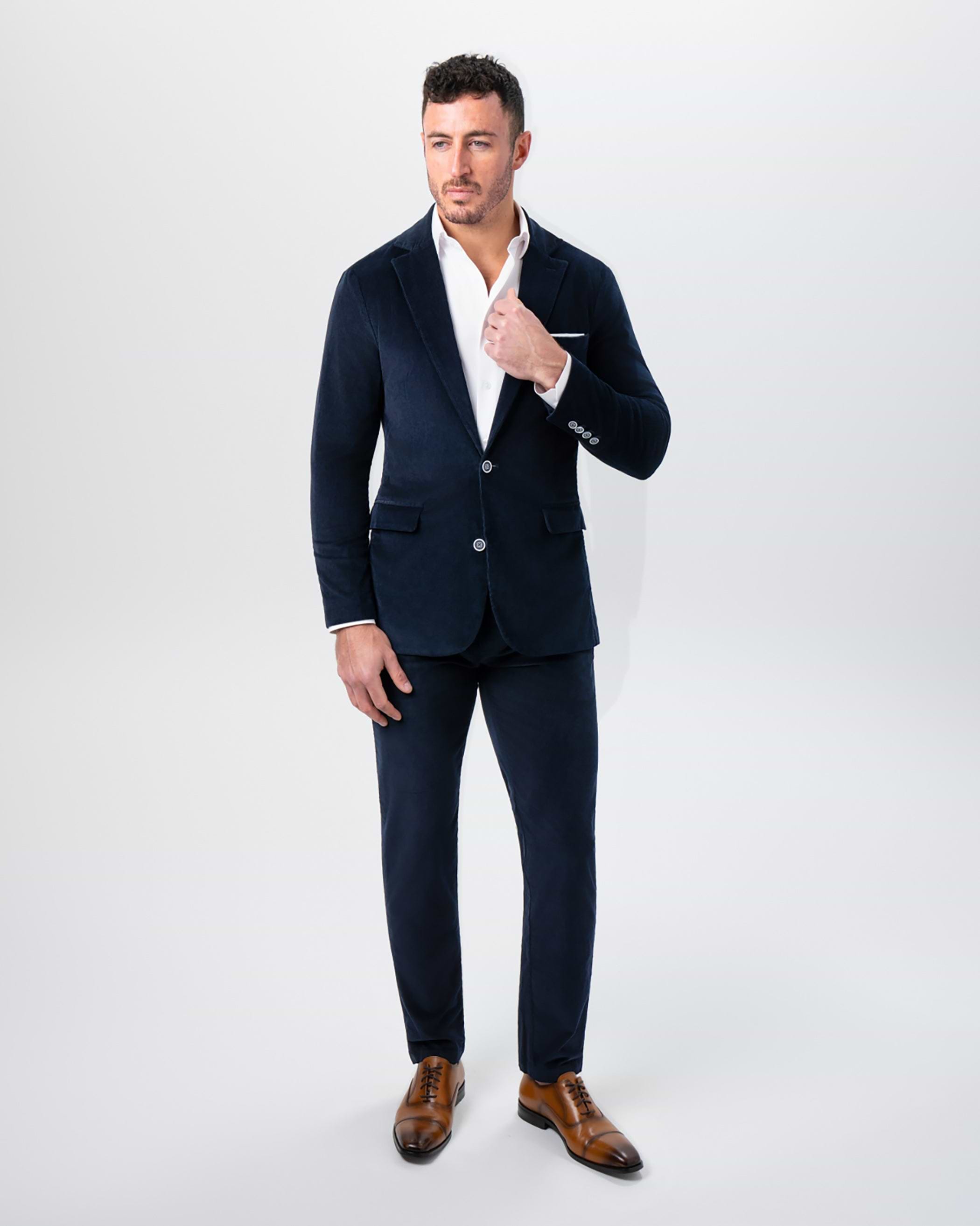 Unstructured Corduroy Suit - Dark Navy