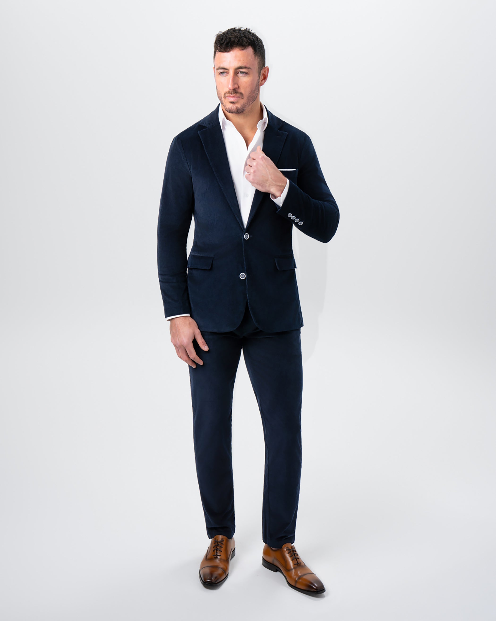 Unstructured Corduroy Suit - Dark Navy