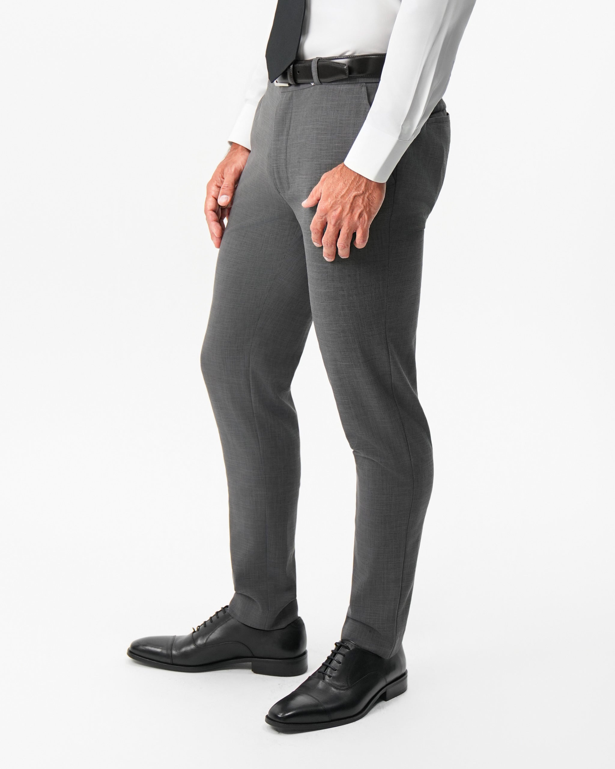 Athletic Fit Stretch Suit Pants - Dark Grey Crosshatch