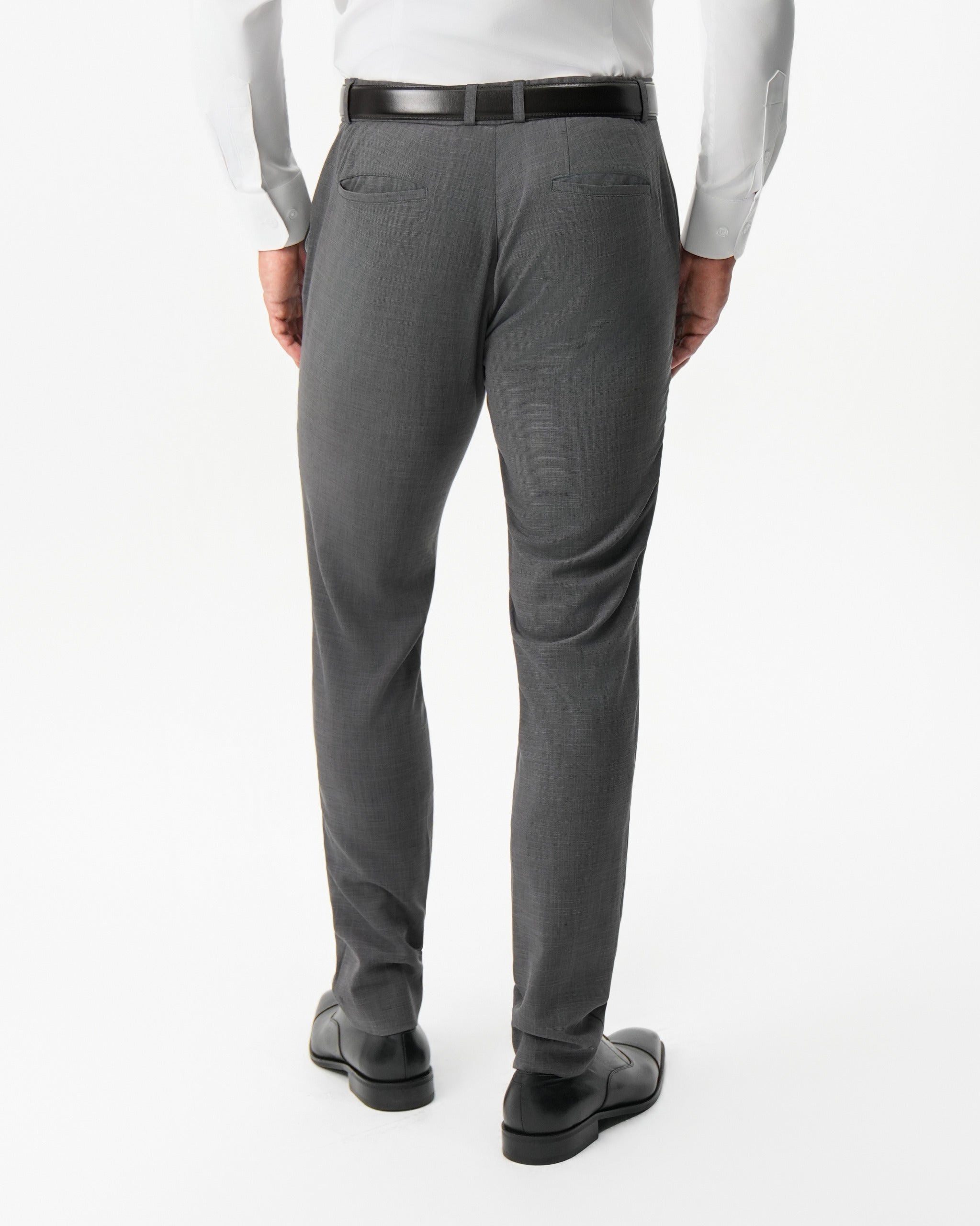 Athletic Fit Stretch Suit Pants - Dark Grey Crosshatch