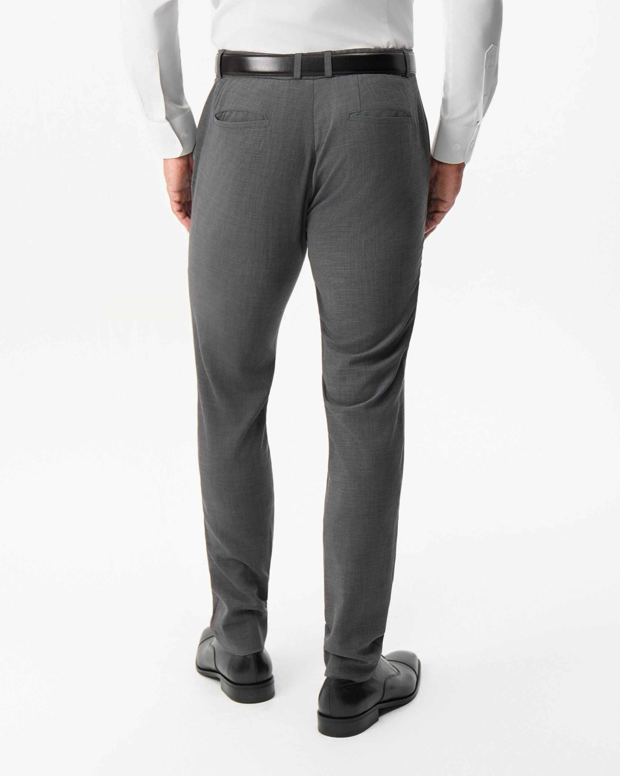 Athletic Fit Stretch Suit Pants - Dark Grey Crosshatch