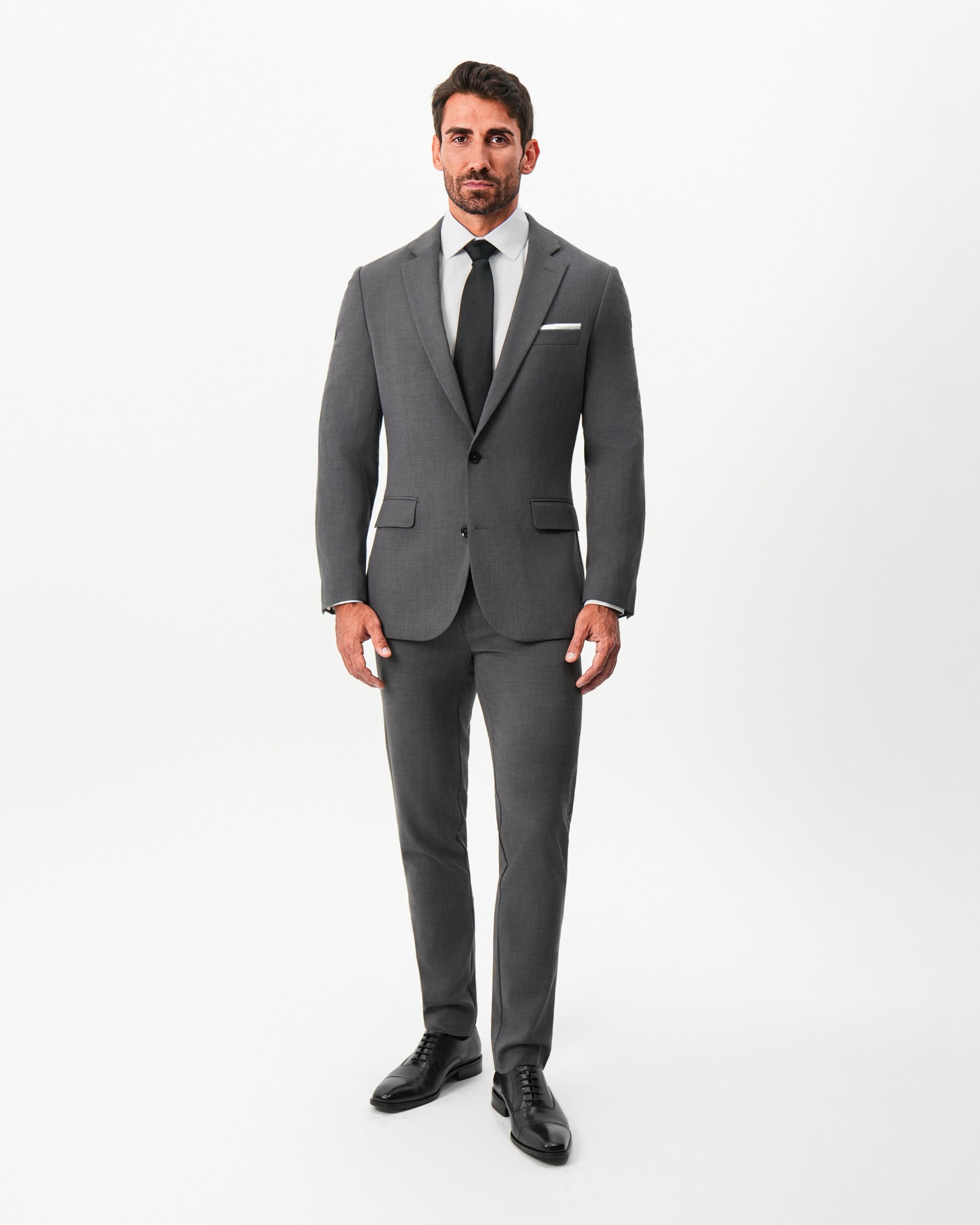 Athletic Fit Stretch Suit - Dark Grey Crosshatch