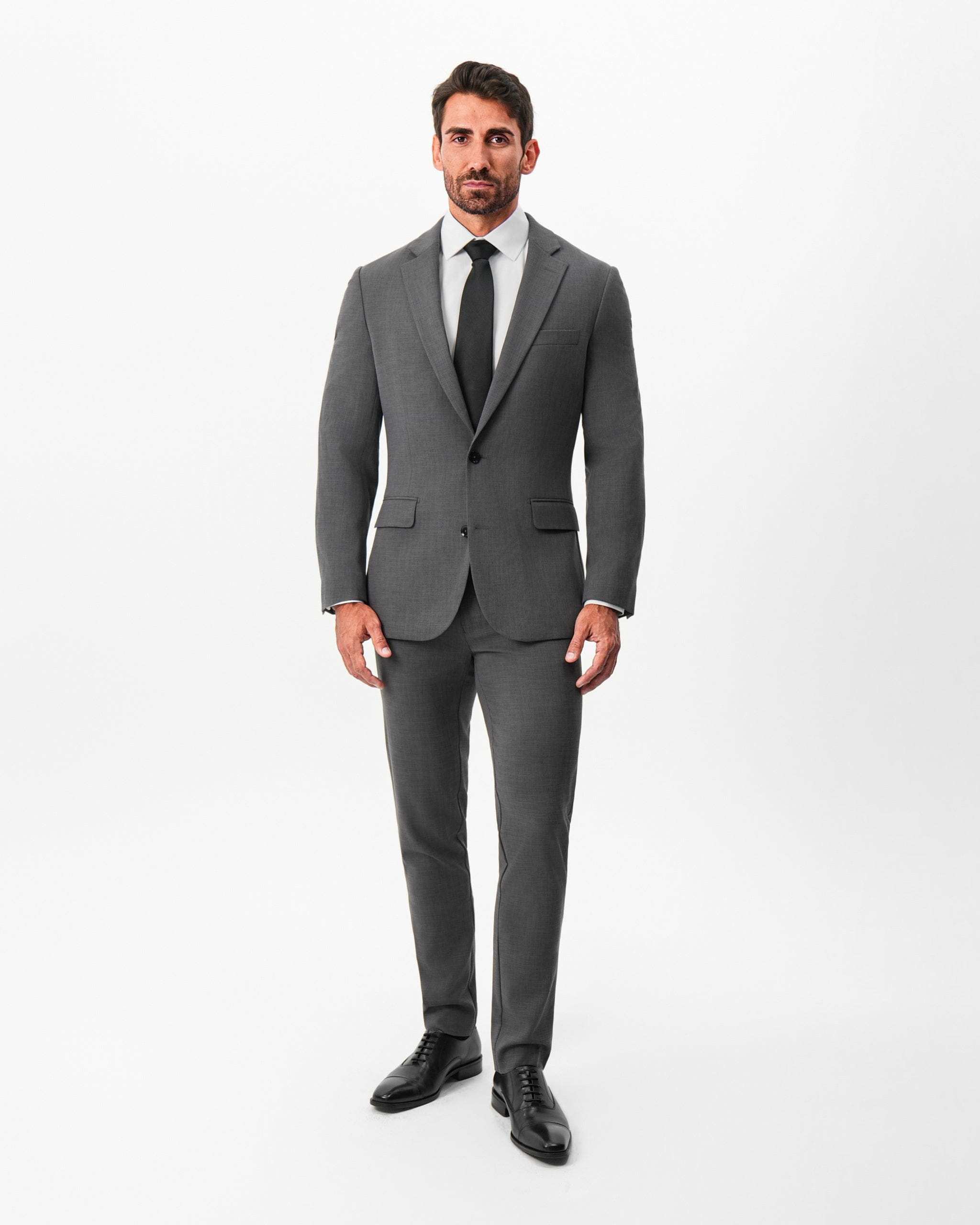 Athletic Fit Stretch Blazer - Dark Grey Crosshatch