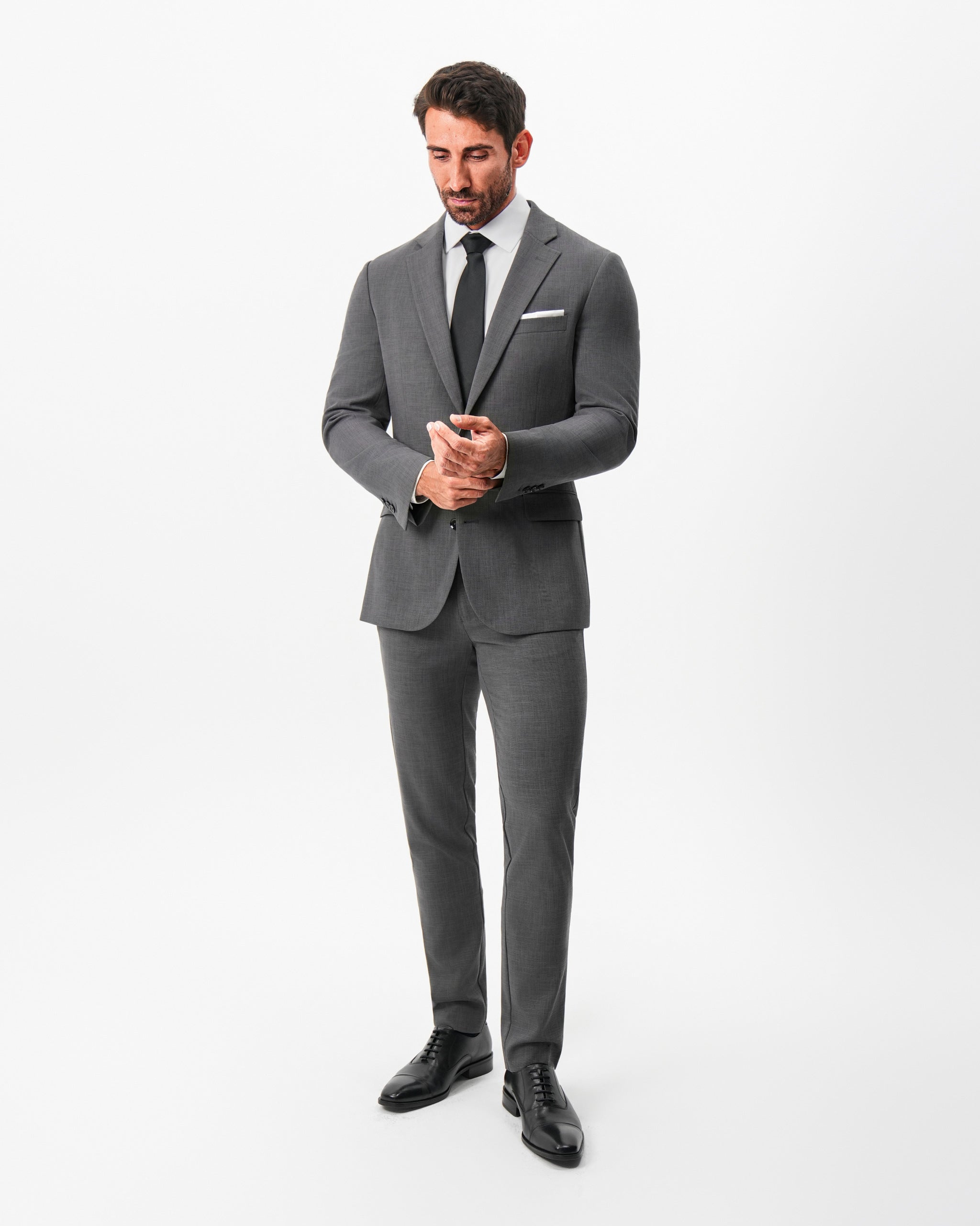 Athletic Fit Stretch Blazer - Dark Grey Crosshatch