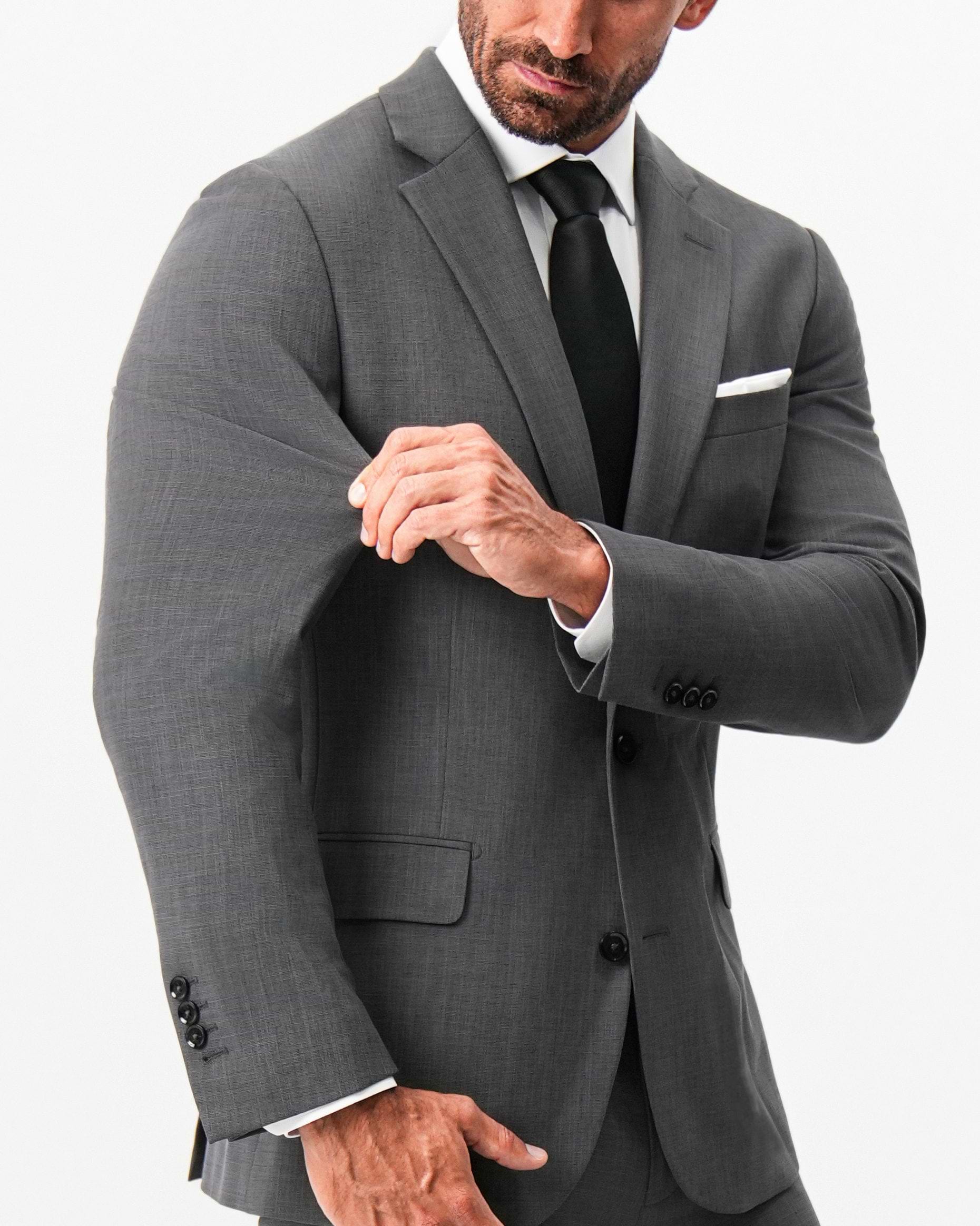 Athletic Fit Stretch Blazer - Dark Grey Crosshatch
