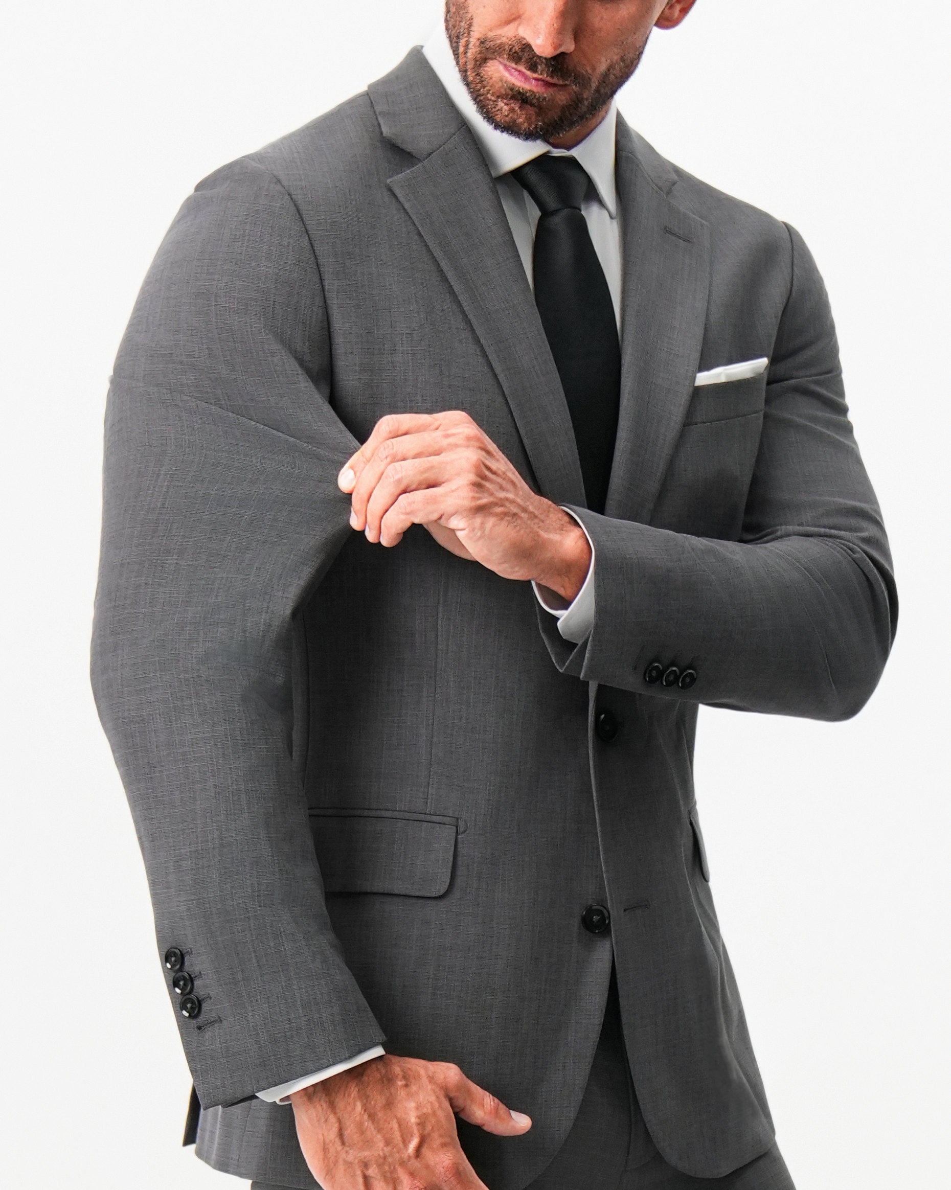 Athletic Fit Stretch Blazer - Dark Grey Crosshatch