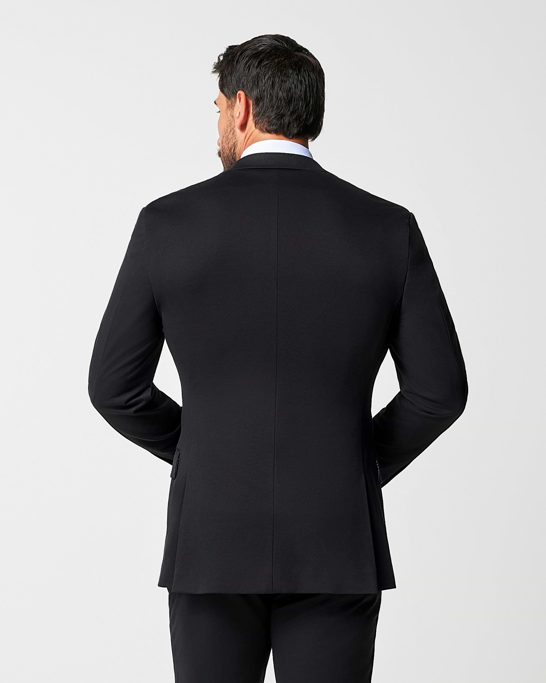 Athletic Fit Stretch Suit - Black Double Breasted