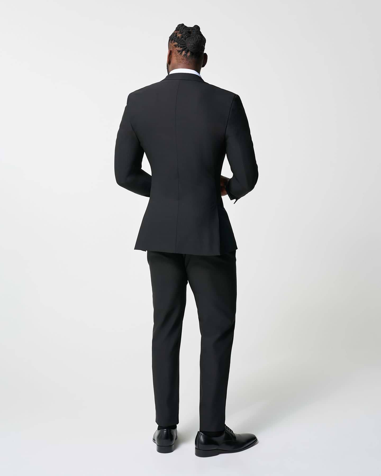 Athletic Fit Stretch Suit - Heathered Black